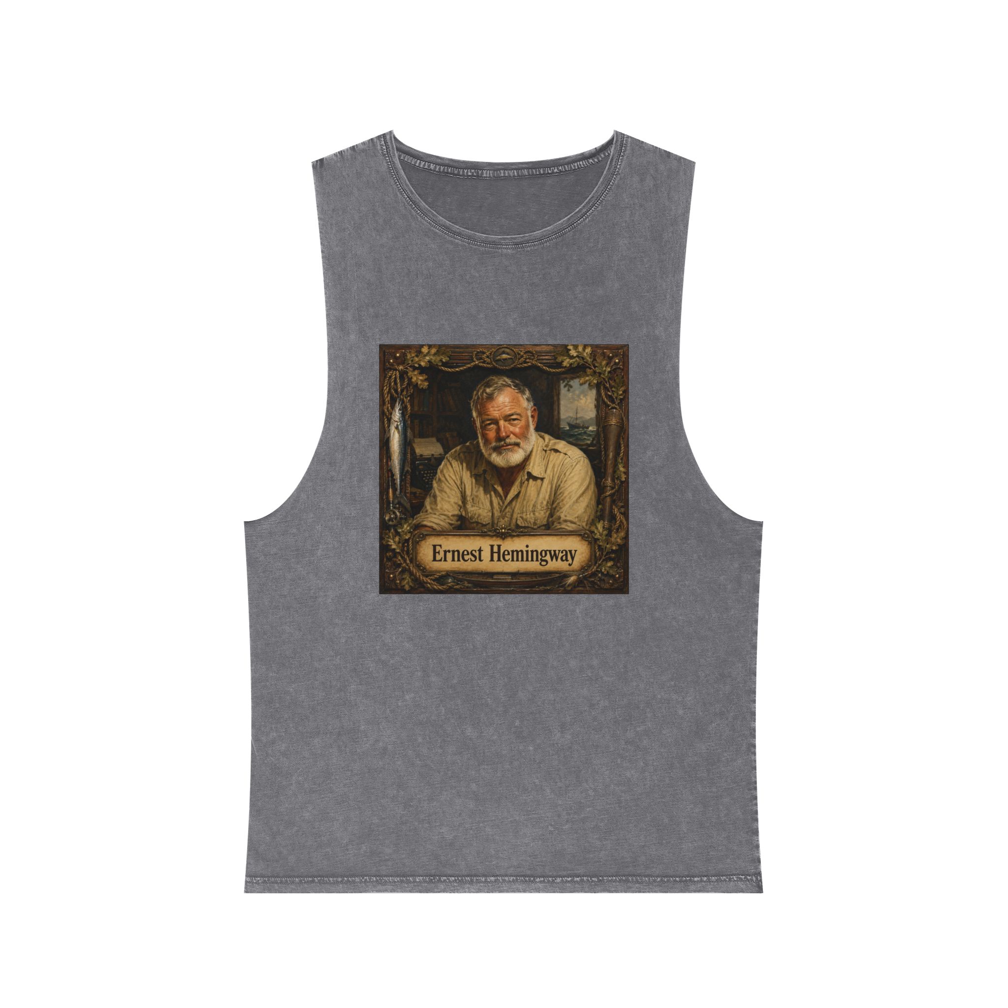 Ernest Hemingway Unisex Stonewash Tank Top - Image 9