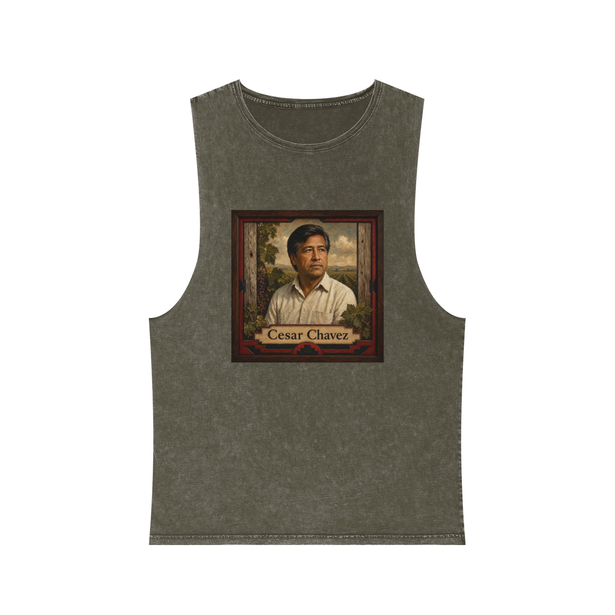 Cesar Chavez Unisex Stonewash Tank Top - Image 5