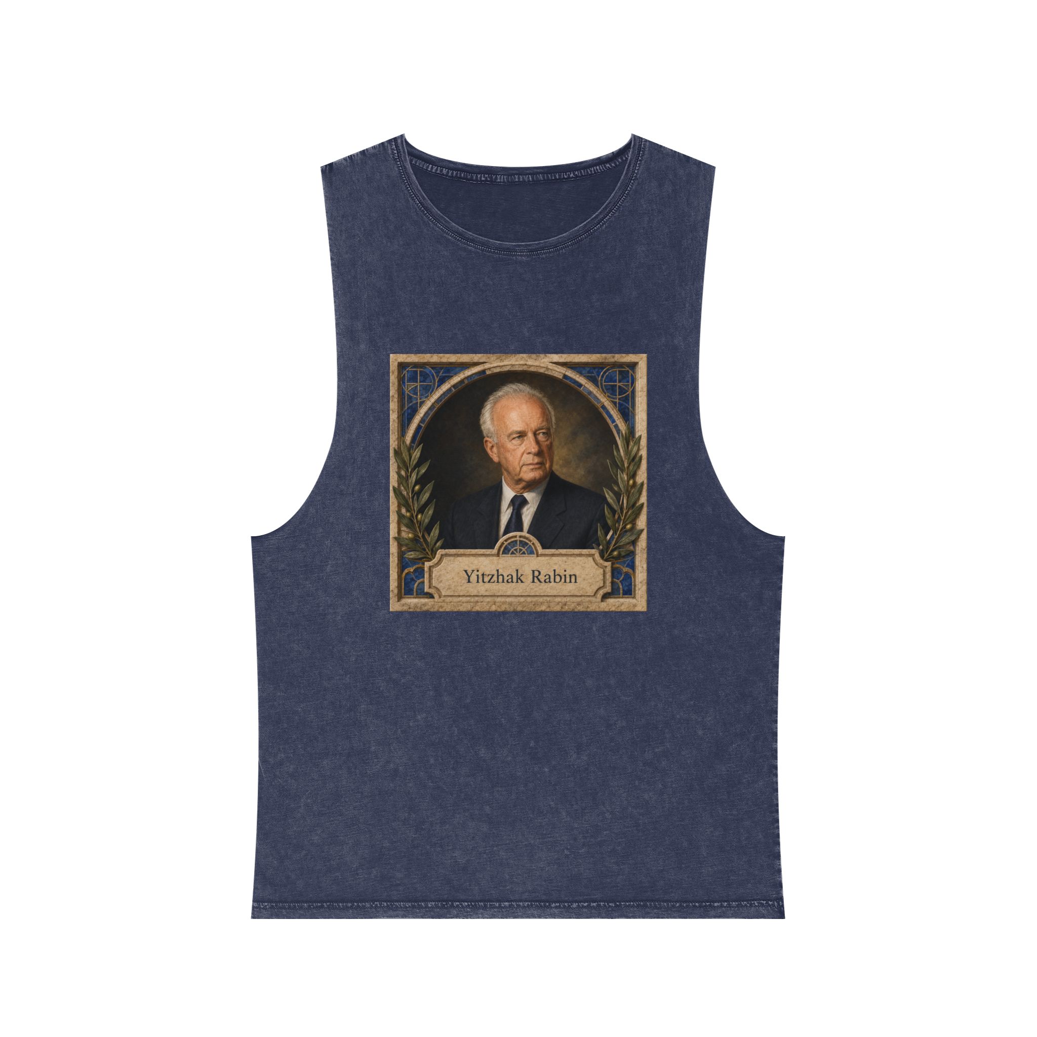 Yitzhak Rabin Unisex Stonewash Tank Top - Image 13