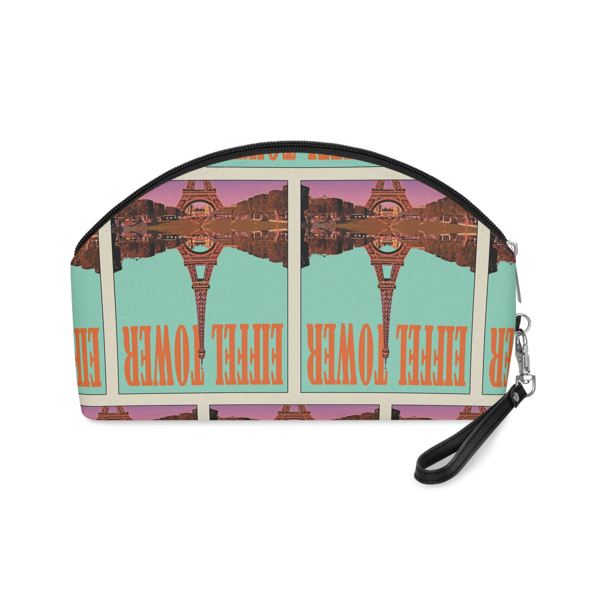 Eiffel Tower Retro Travel Poster Makeup Bag - Image 2