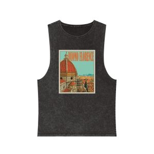 Duomo Florence Retro Travel Poster Unisex Stonewash Tank Top