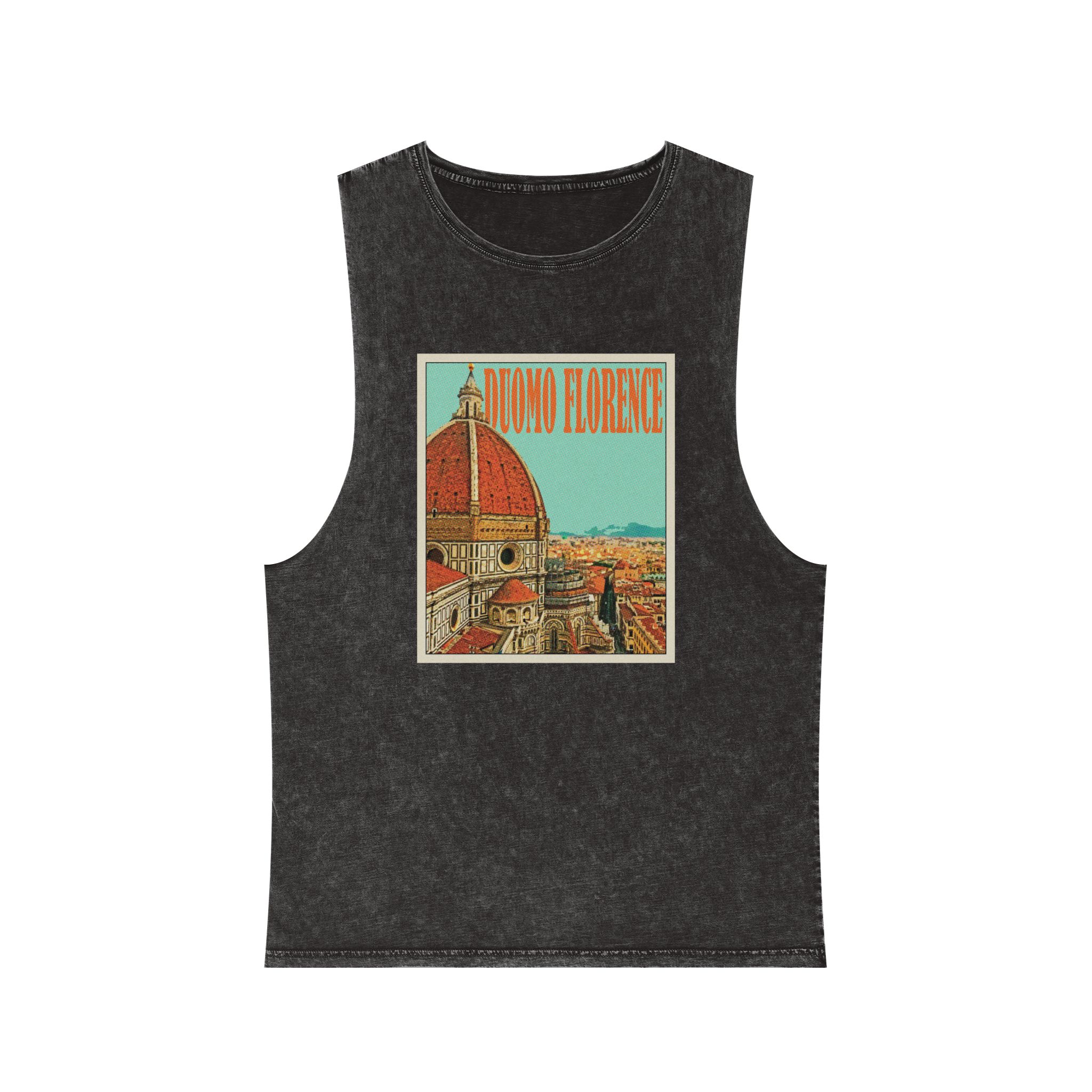 Duomo Florence Retro Travel Poster Unisex Stonewash Tank Top