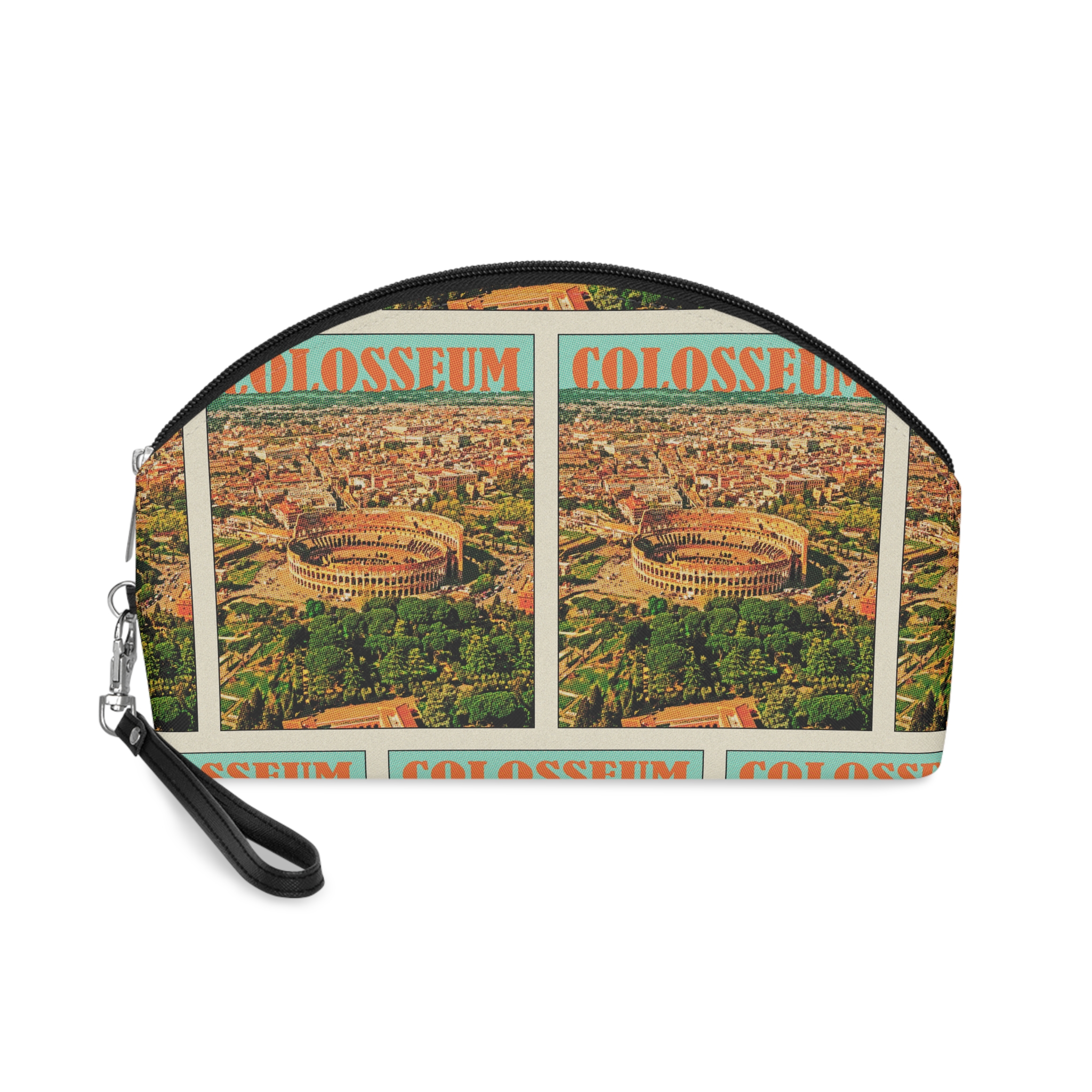 Colosseum Retro Travel Poster Makeup Bag