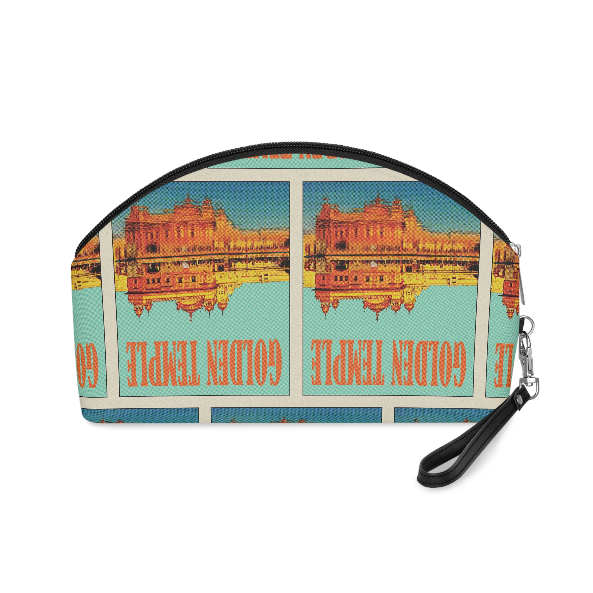 Golden Temple Retro Travel Poster (1) Makeup Bag - Image 2