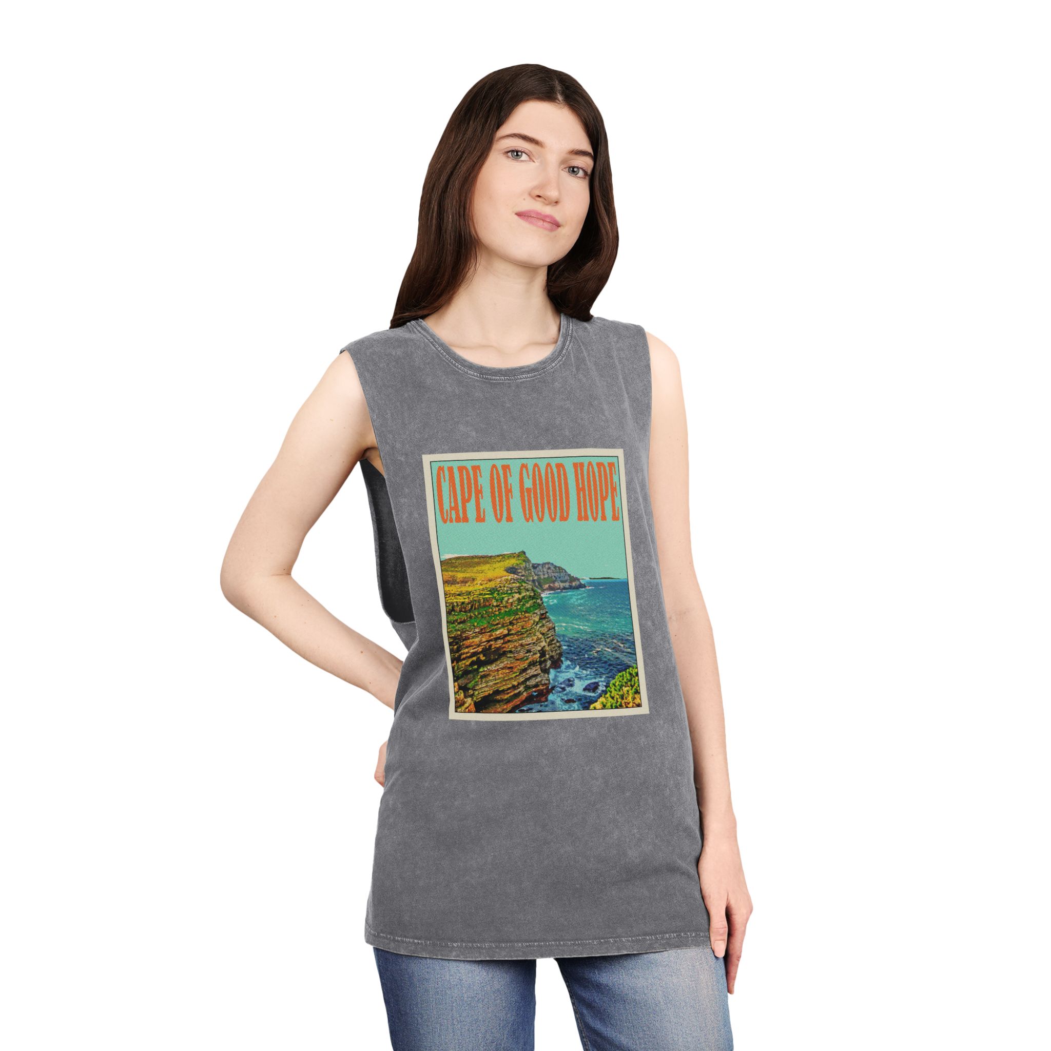 Cape Good Hope Retro Travel Poster Unisex Stonewash Tank Top - Image 12