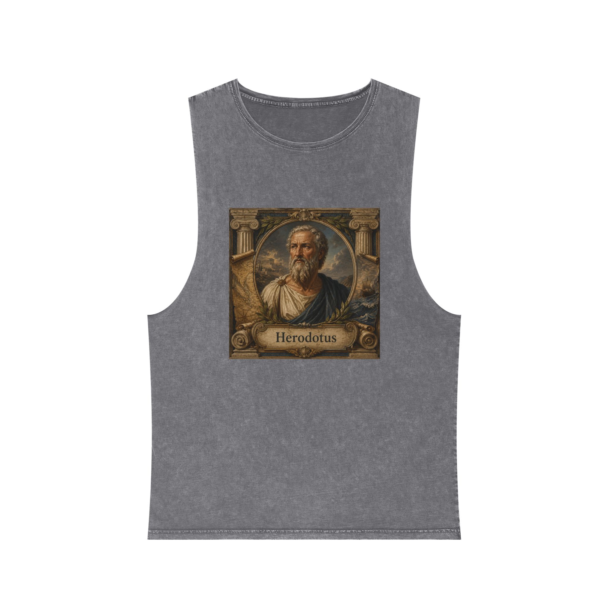 Herodotus Unisex Stonewash Tank Top - Image 9