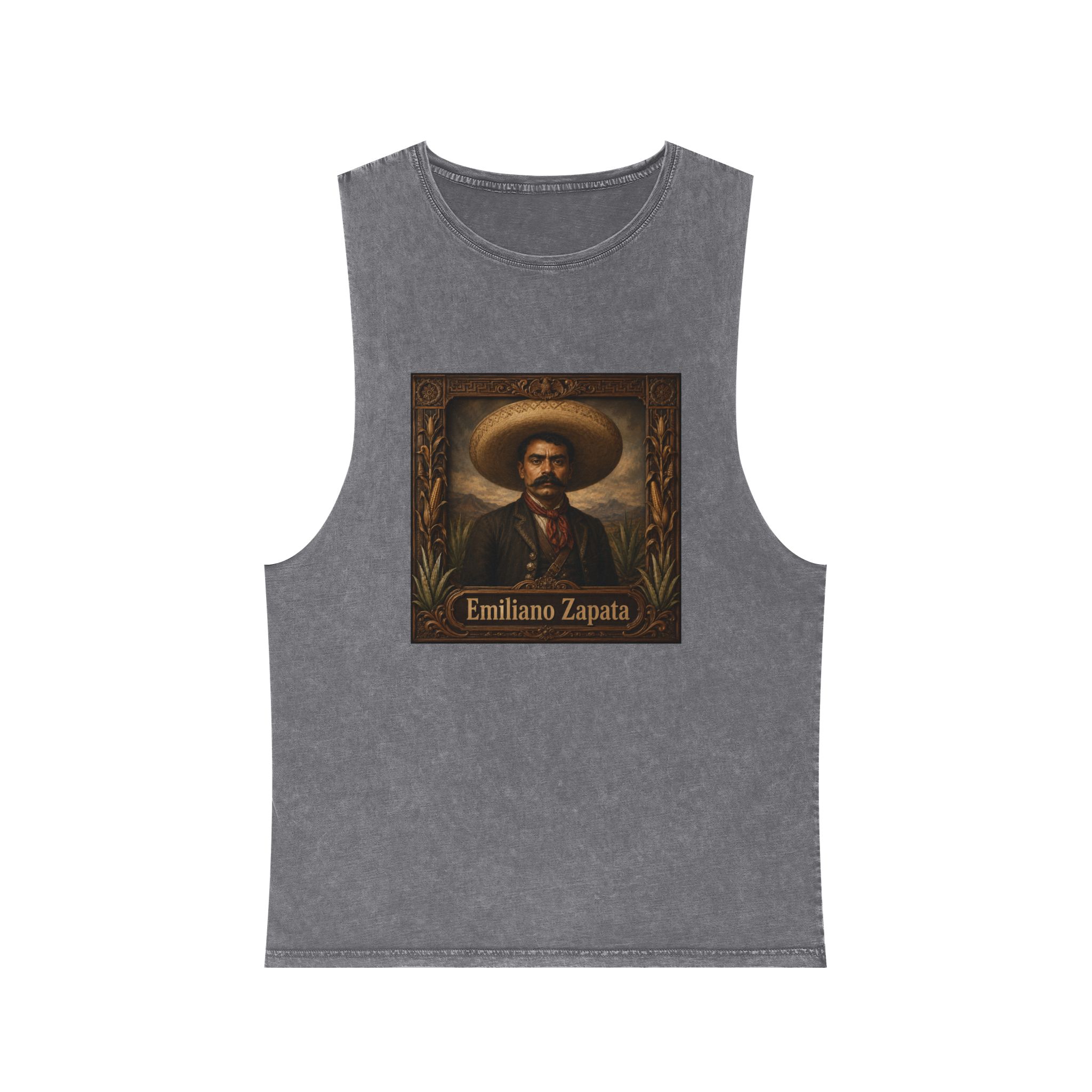 Emiliano Zapata Unisex Stonewash Tank Top - Image 9