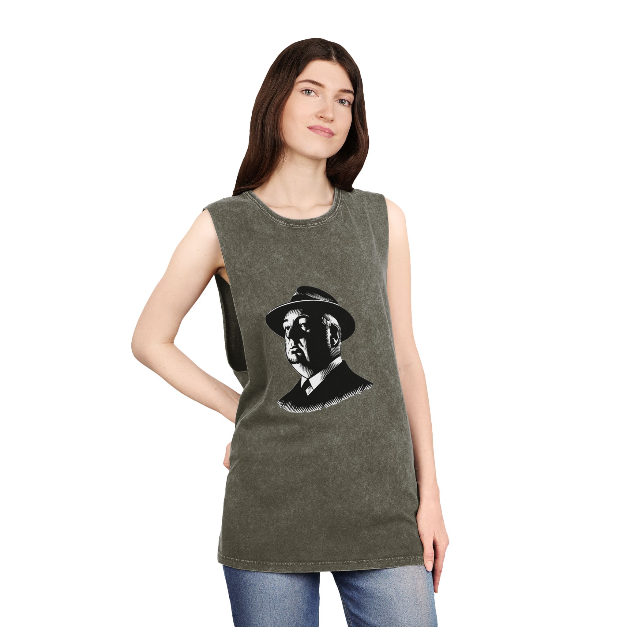 Fondo de “alfred Hitchcock Unisex Stonewash Tank Top - Image 8