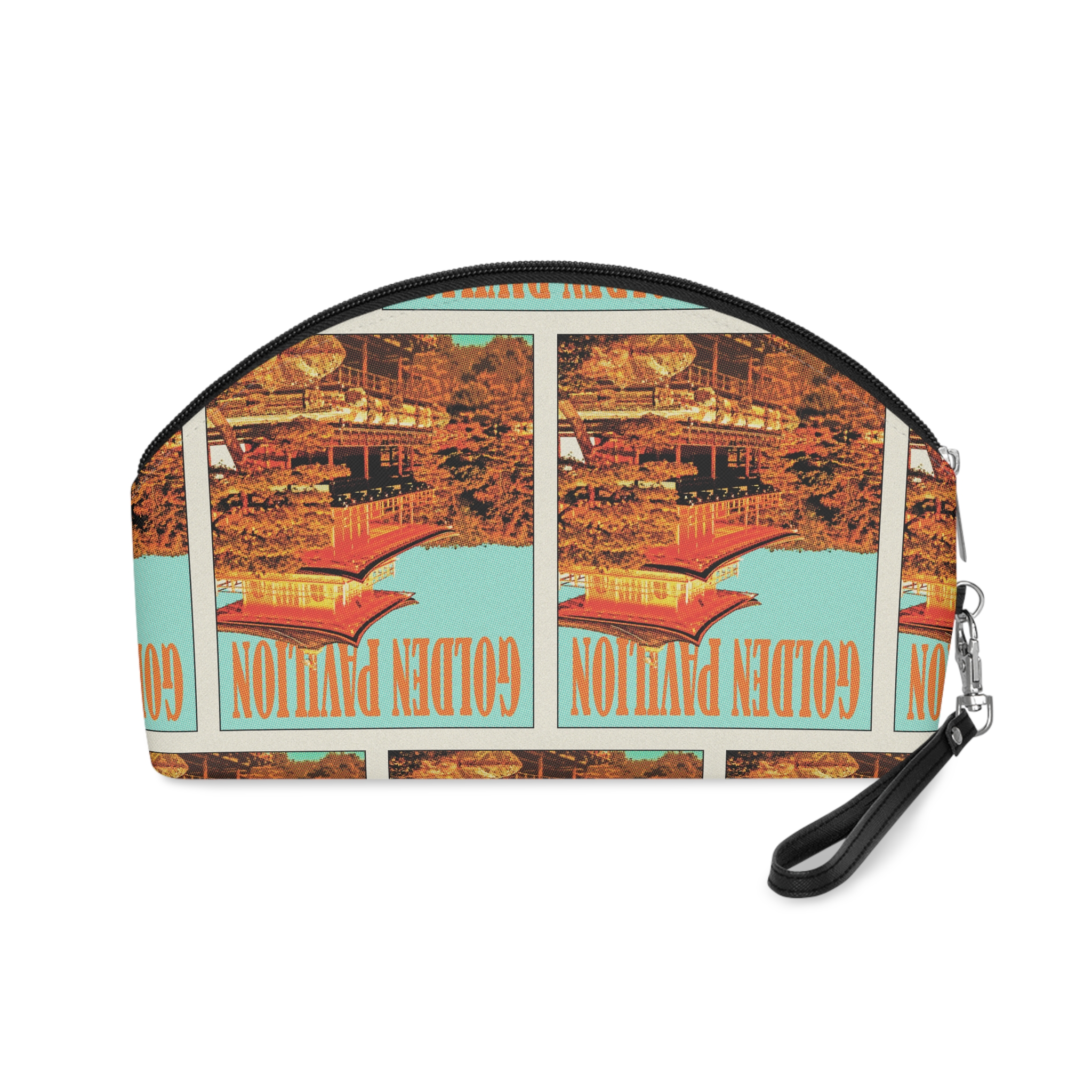 Golden Pavilion Retro Travel Poster (1) Makeup Bag - Image 2