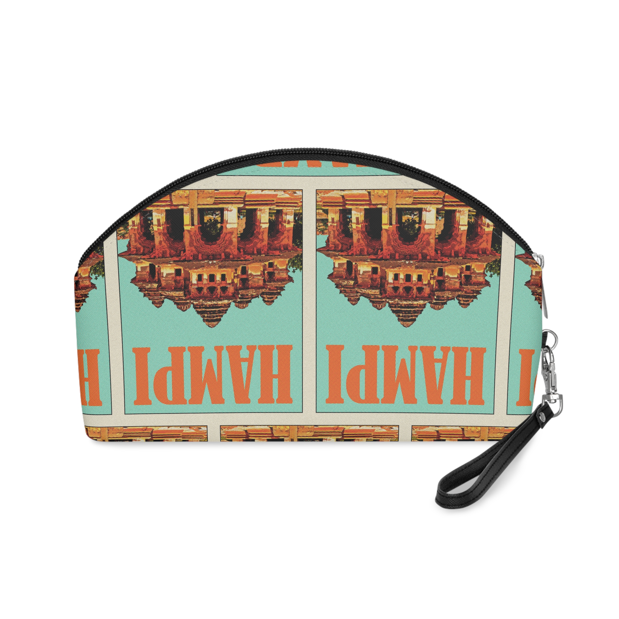 Hampi Retro Travel Poster (1) Makeup Bag - Image 2