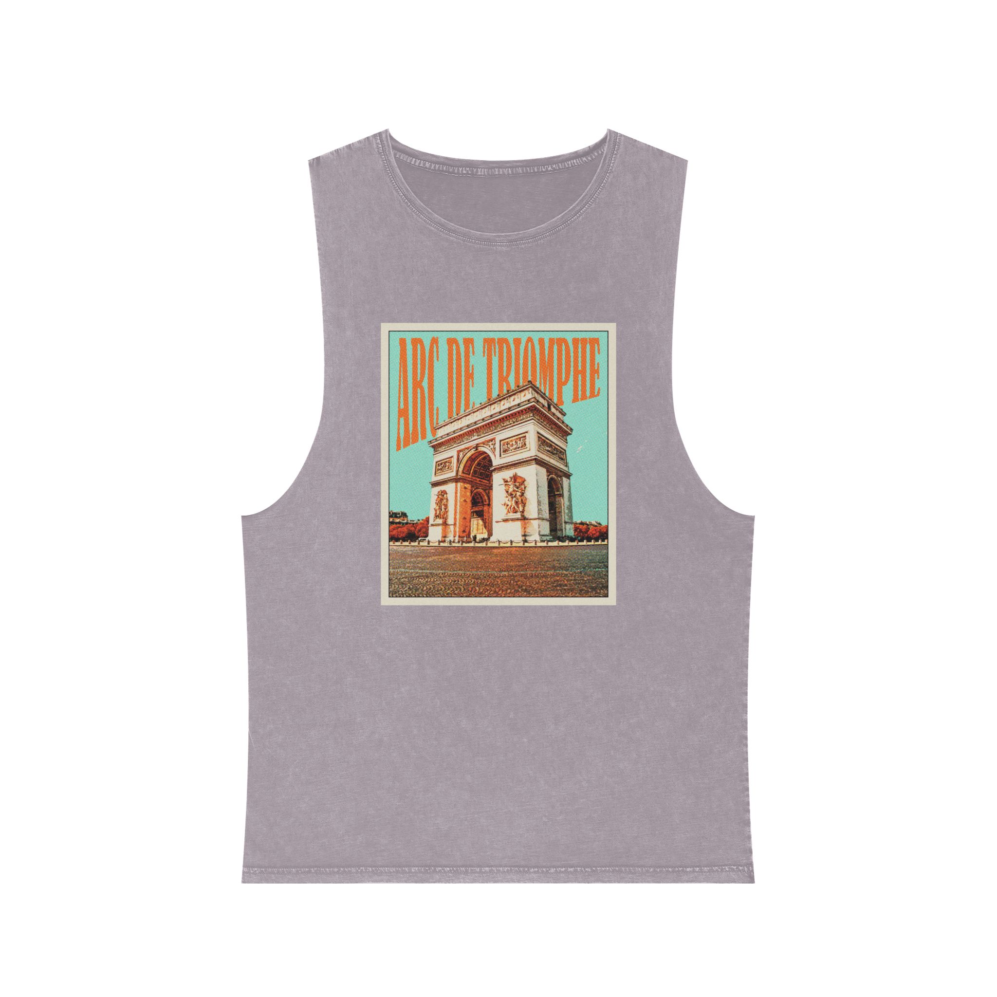 Arc de Triomphe Retro Travel Poster Unisex Stonewash Tank Top - Image 17