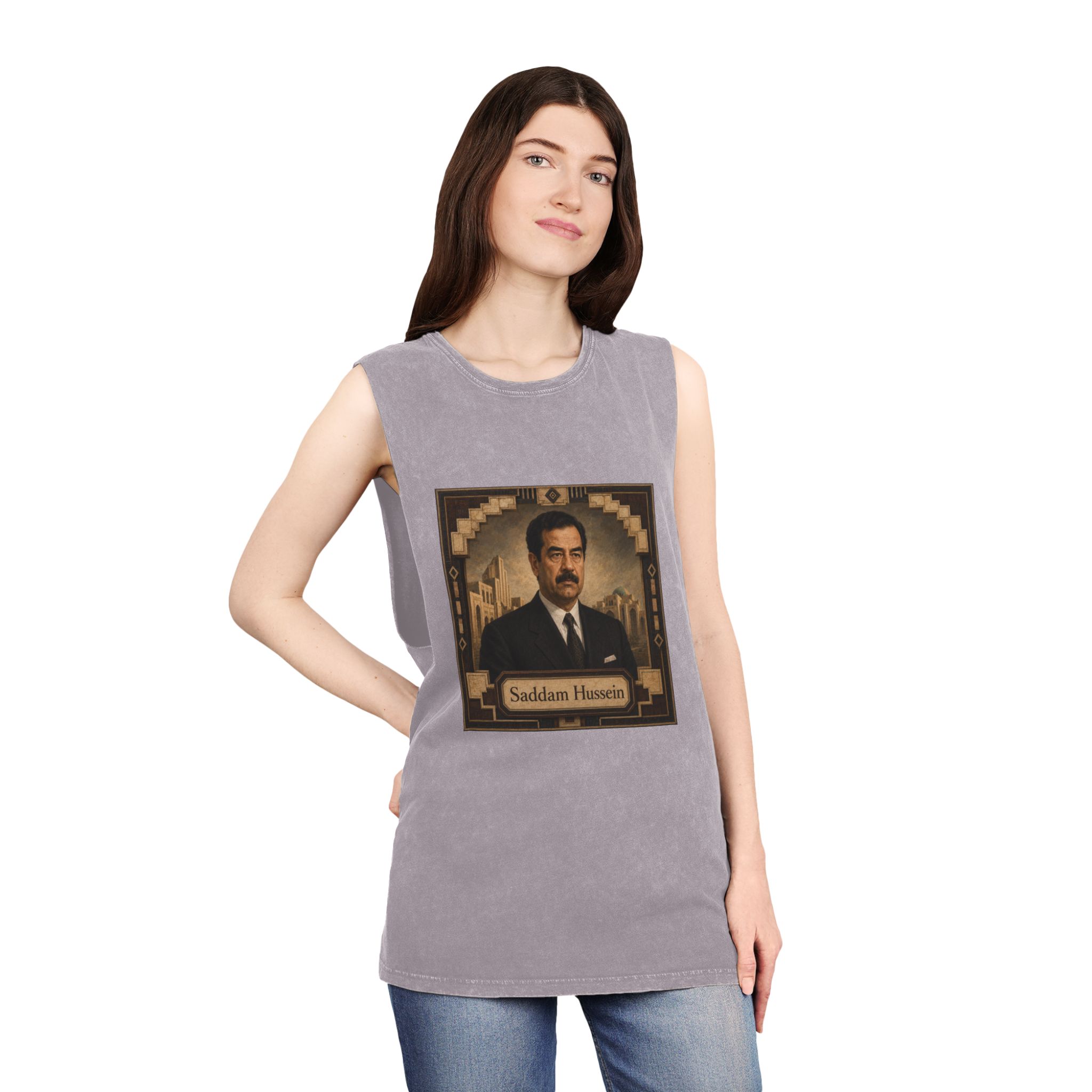 Saddam Hussein Unisex Stonewash Tank Top - Image 20