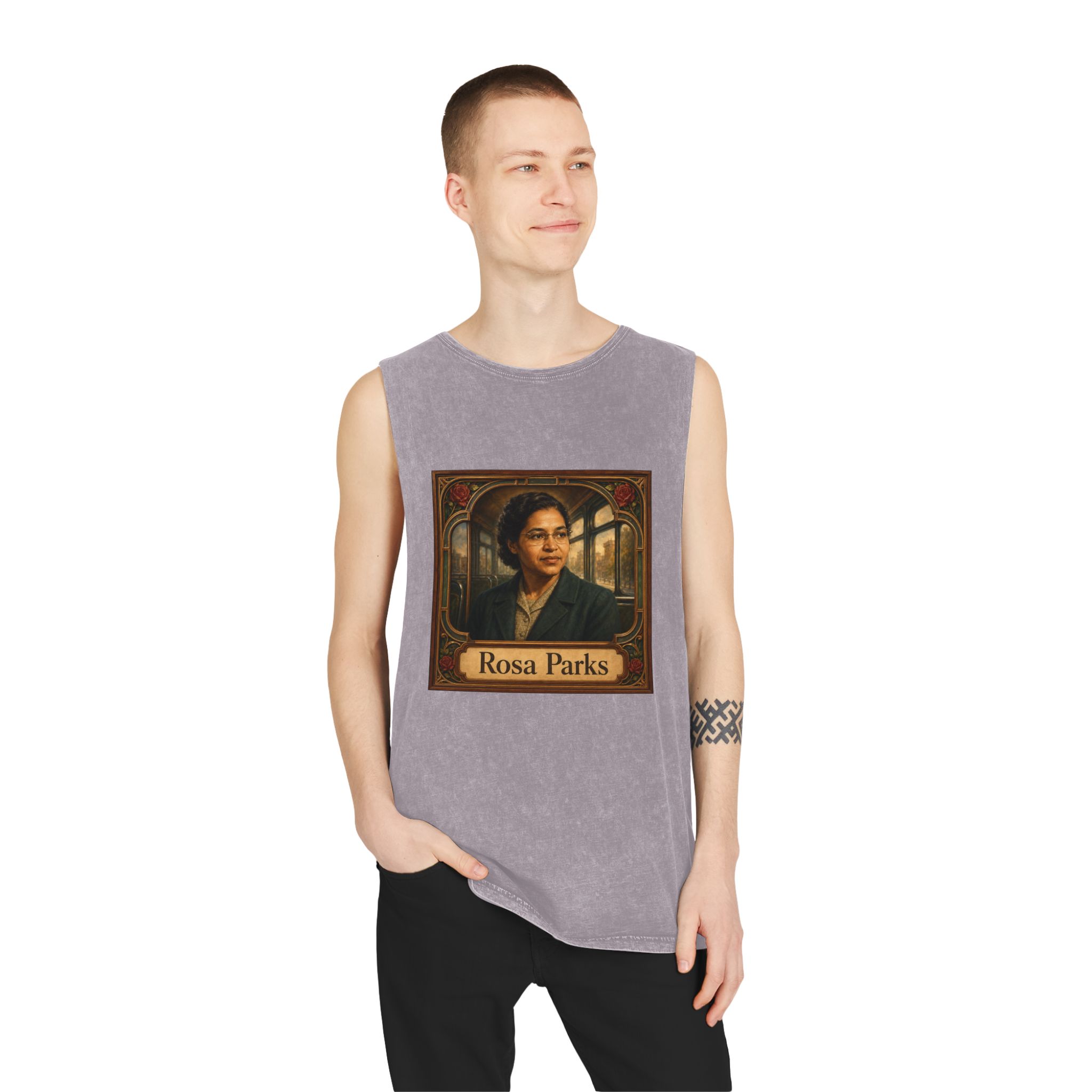 Rosa Parks Unisex Stonewash Tank Top - Image 19