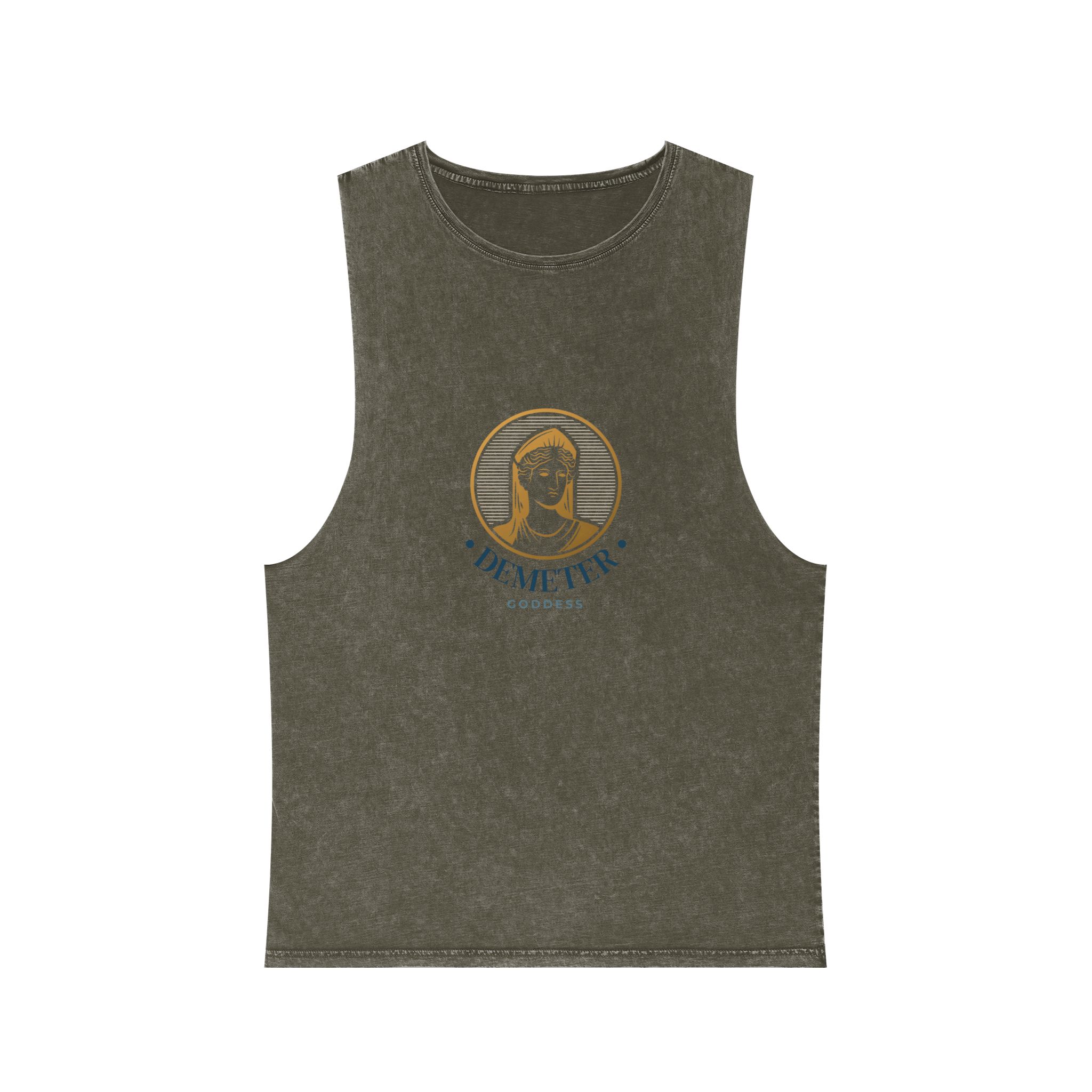 Detailed Goddess Logo With Golden Elements Unisex Stonewash Tank Top - Image 5