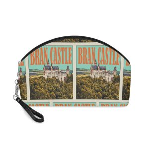 Bran Castle Retro Travel Poster Makeup Bag
