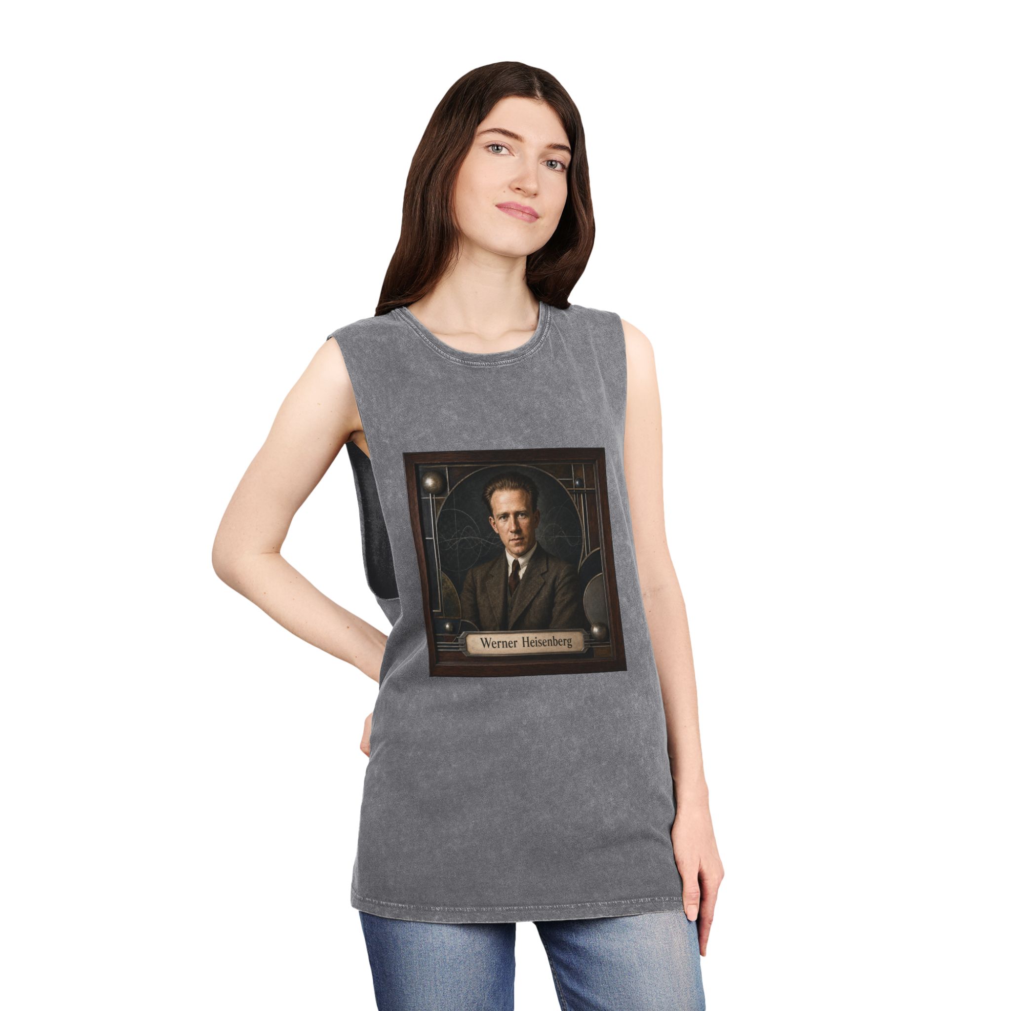 Werner Heisenberg Unisex Stonewash Tank Top - Image 12