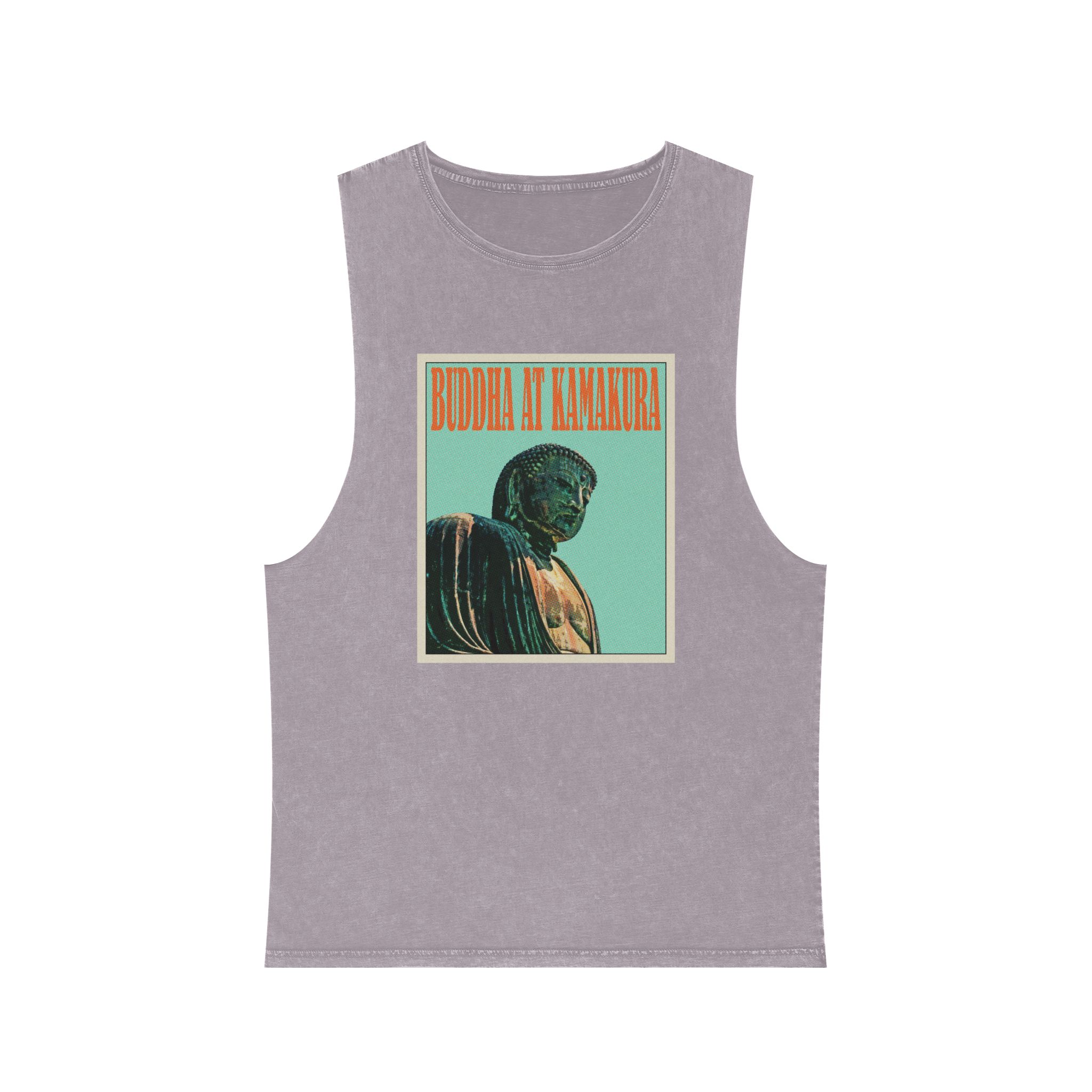 Buddha Kamakura Retro Travel Poster Unisex Stonewash Tank Top - Image 17