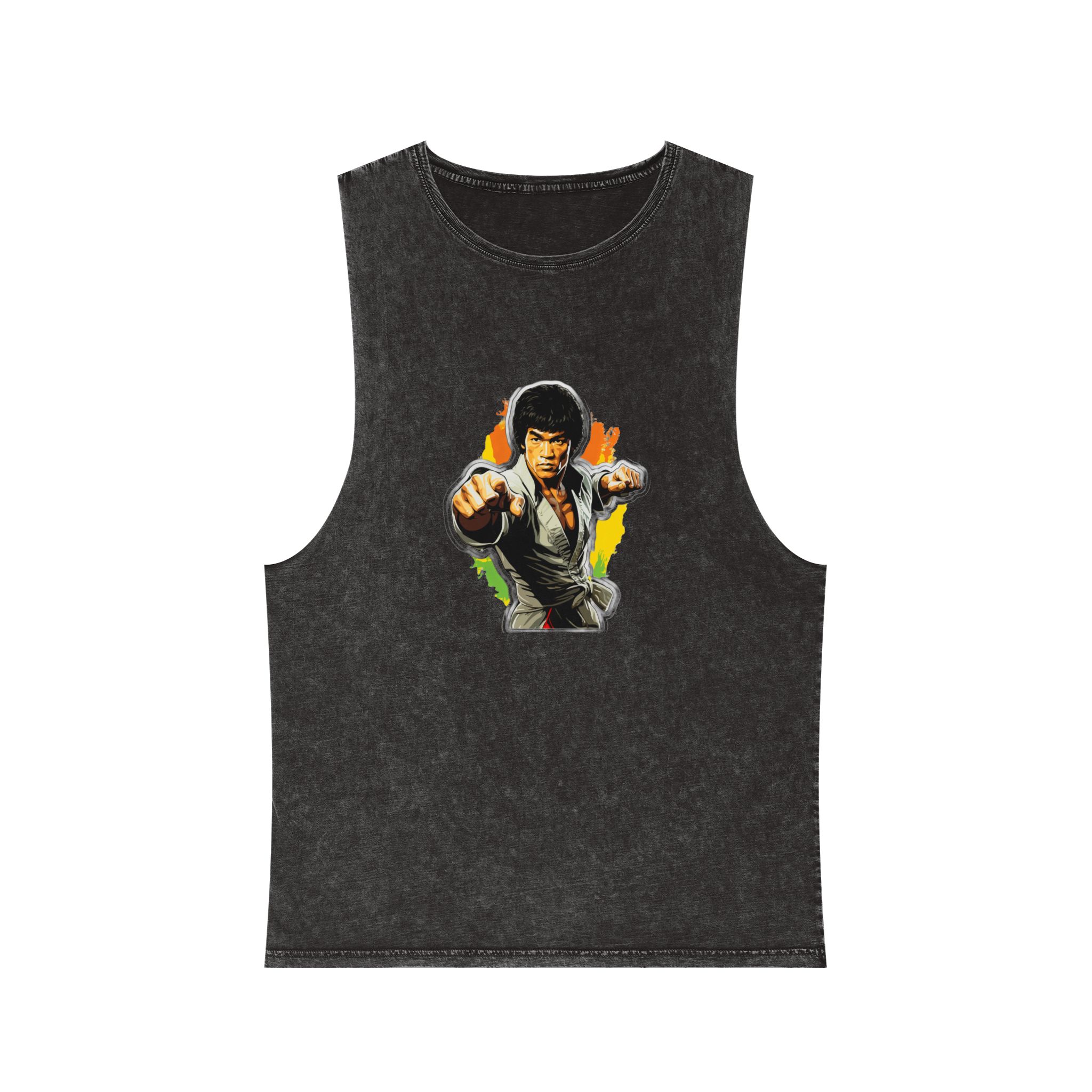 Bruce Lee In A Fighting Stance Unisex Stonewash Tank Top