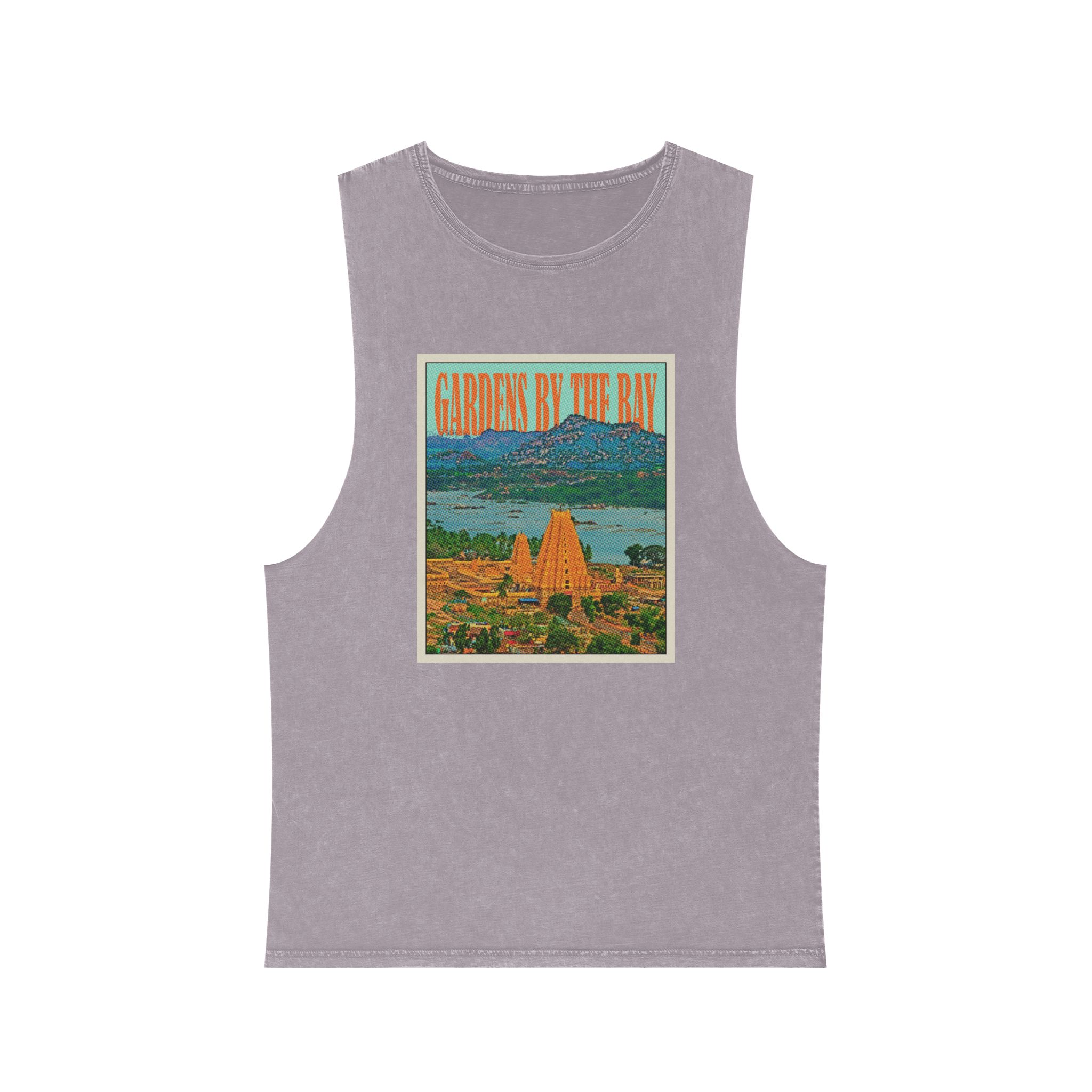 Gardens By Bay Retro Travel Poster (2) Unisex Stonewash Tank Top - Image 17