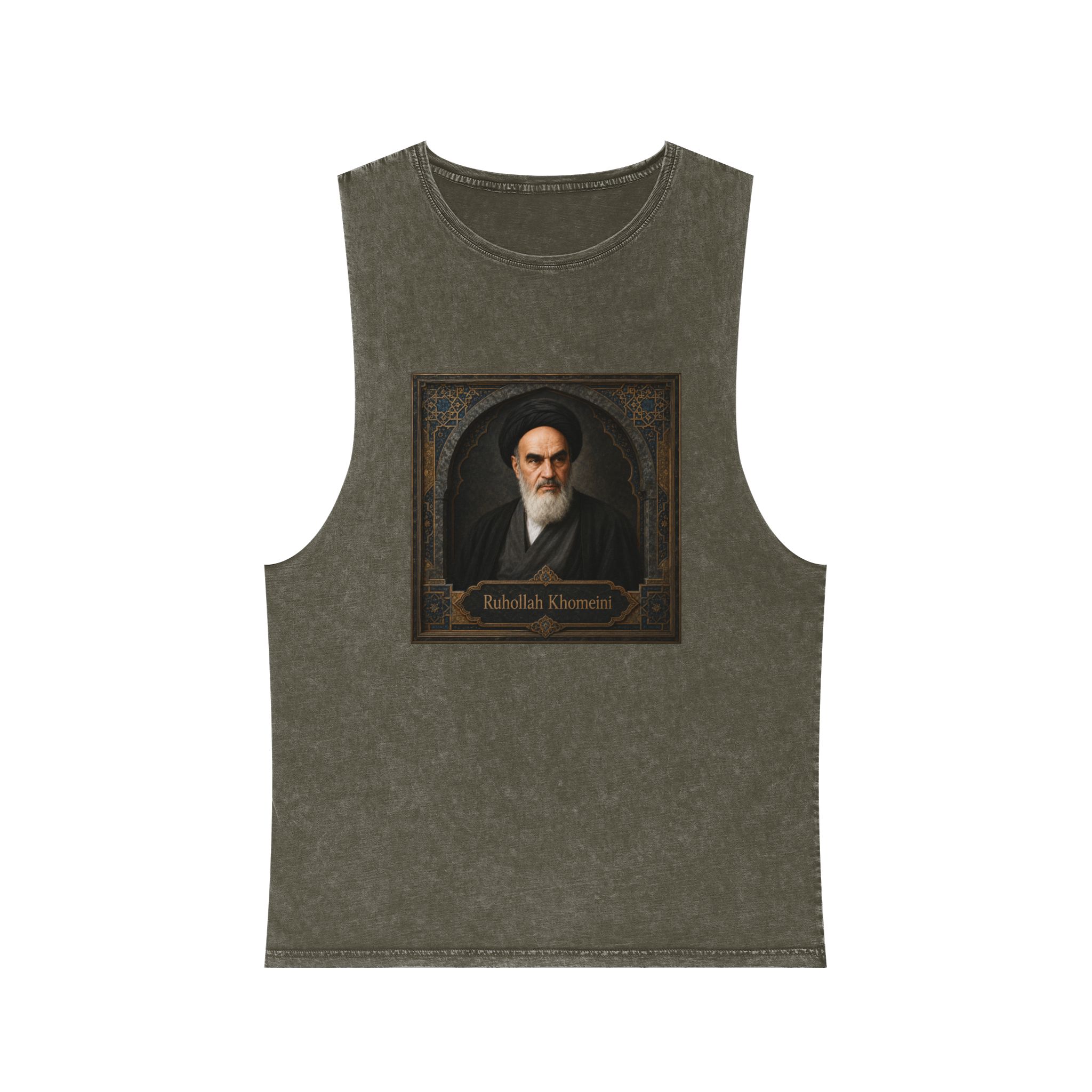 Ruhollah Khomeini Unisex Stonewash Tank Top - Image 5