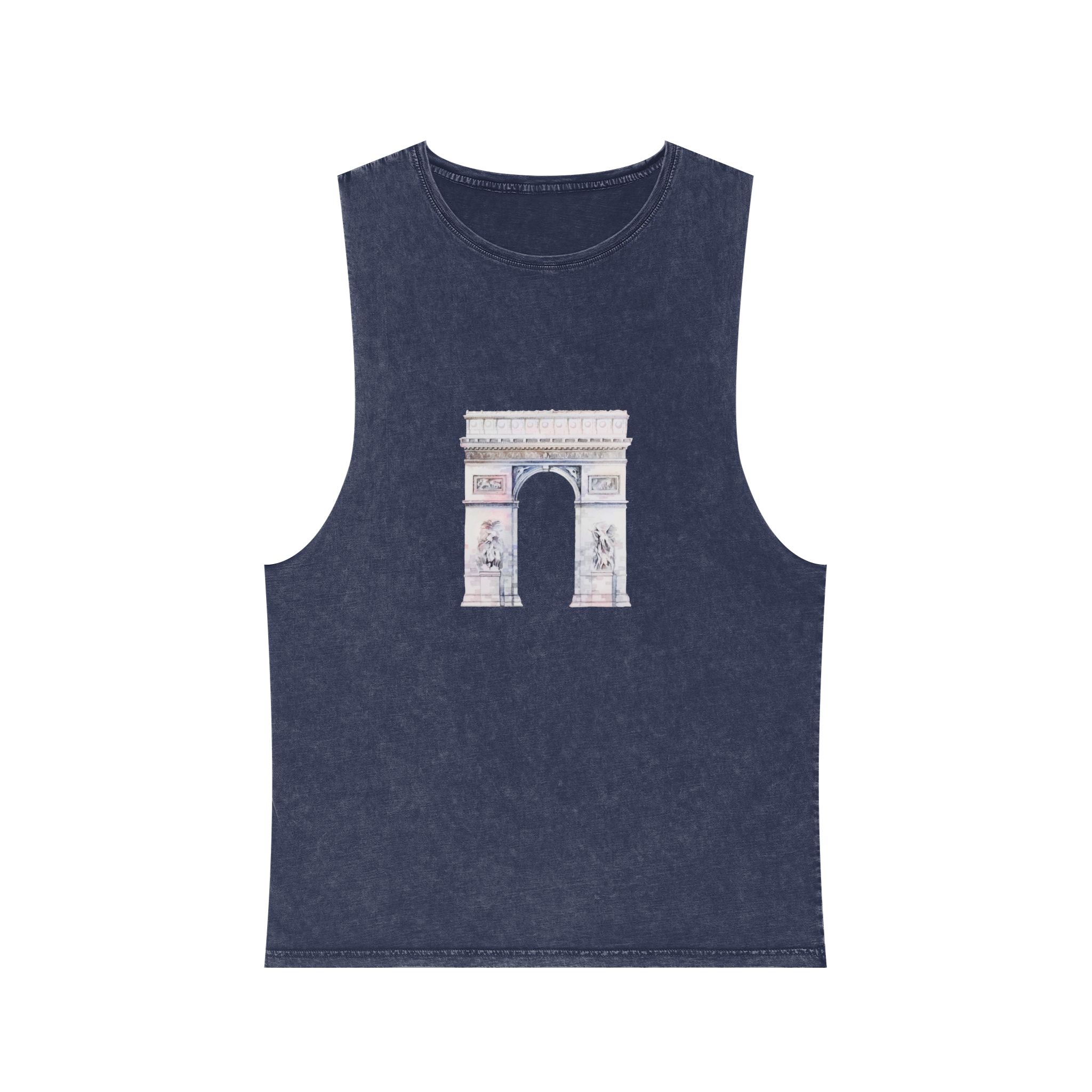 Arc de Triomphe Paris Vector Unisex Stonewash Tank Top - Image 13