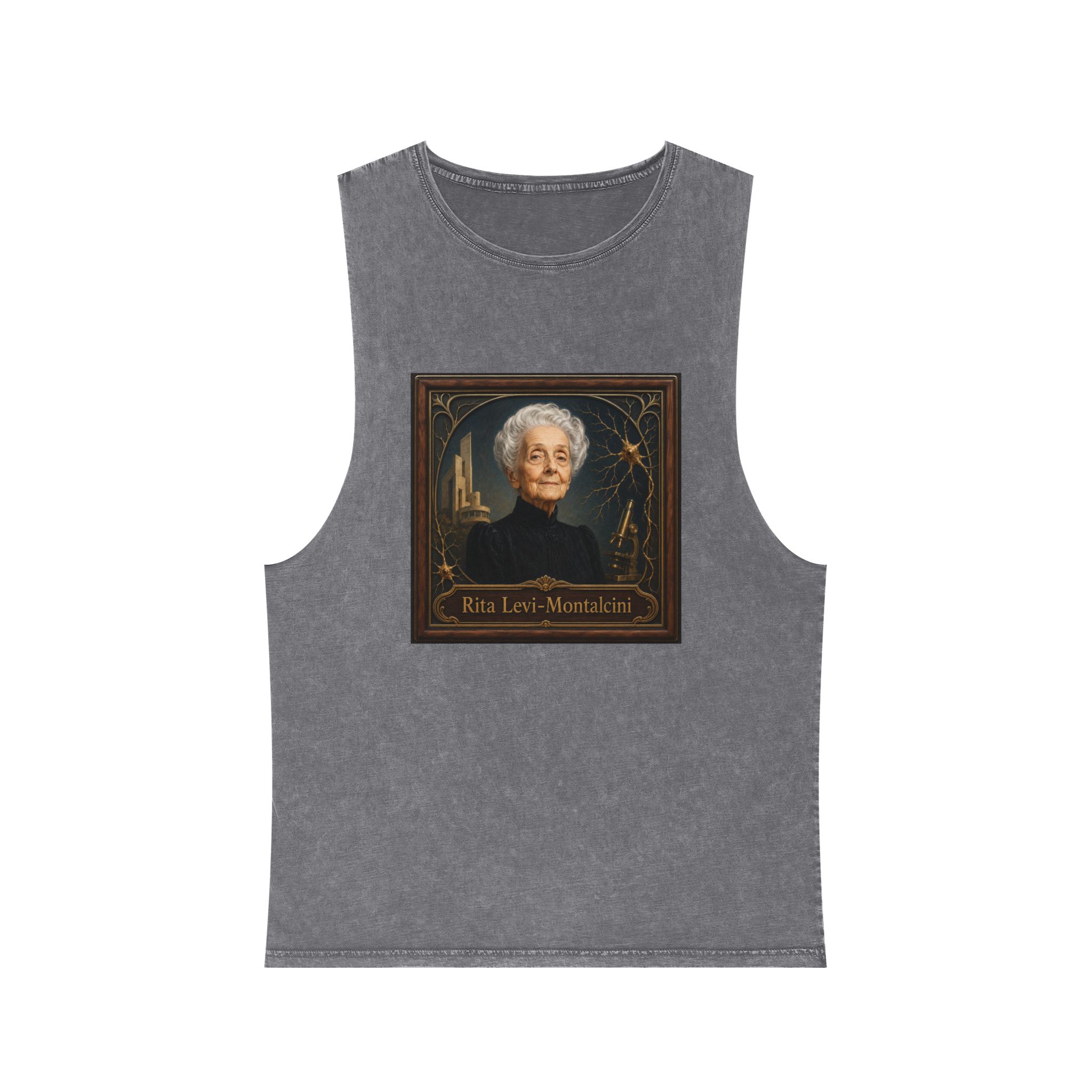 Rita Levi Montalcini Unisex Stonewash Tank Top - Image 9