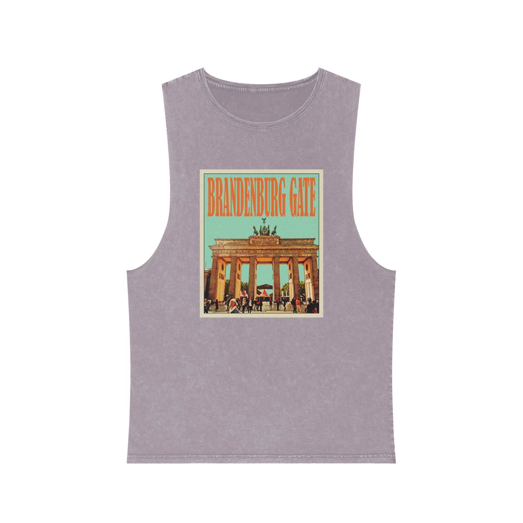 Brandenburg Gate Retro Travel Poster (1) Unisex Stonewash Tank Top - Image 17