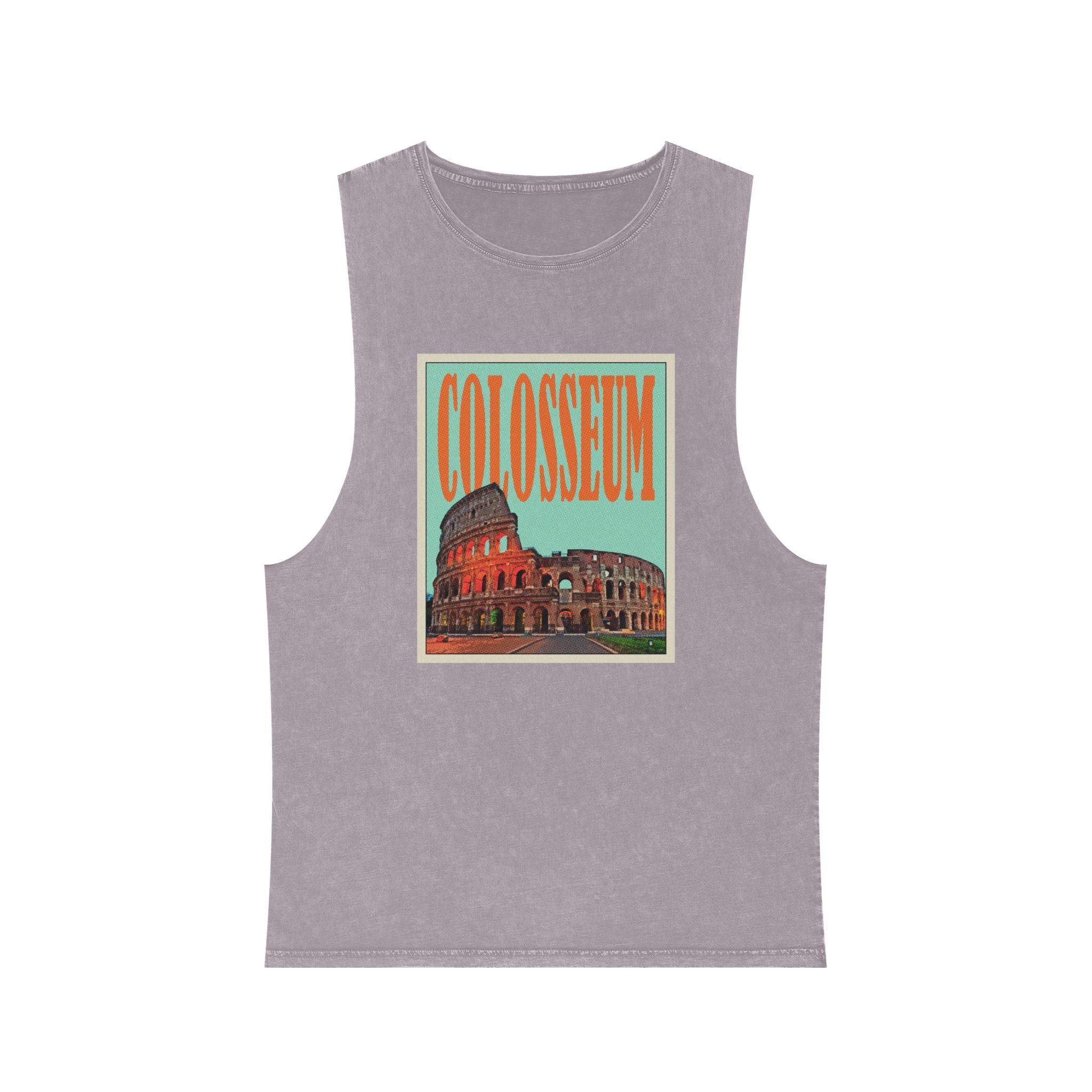 Colosseum Retro Travel Poster (1) Unisex Stonewash Tank Top - Image 17