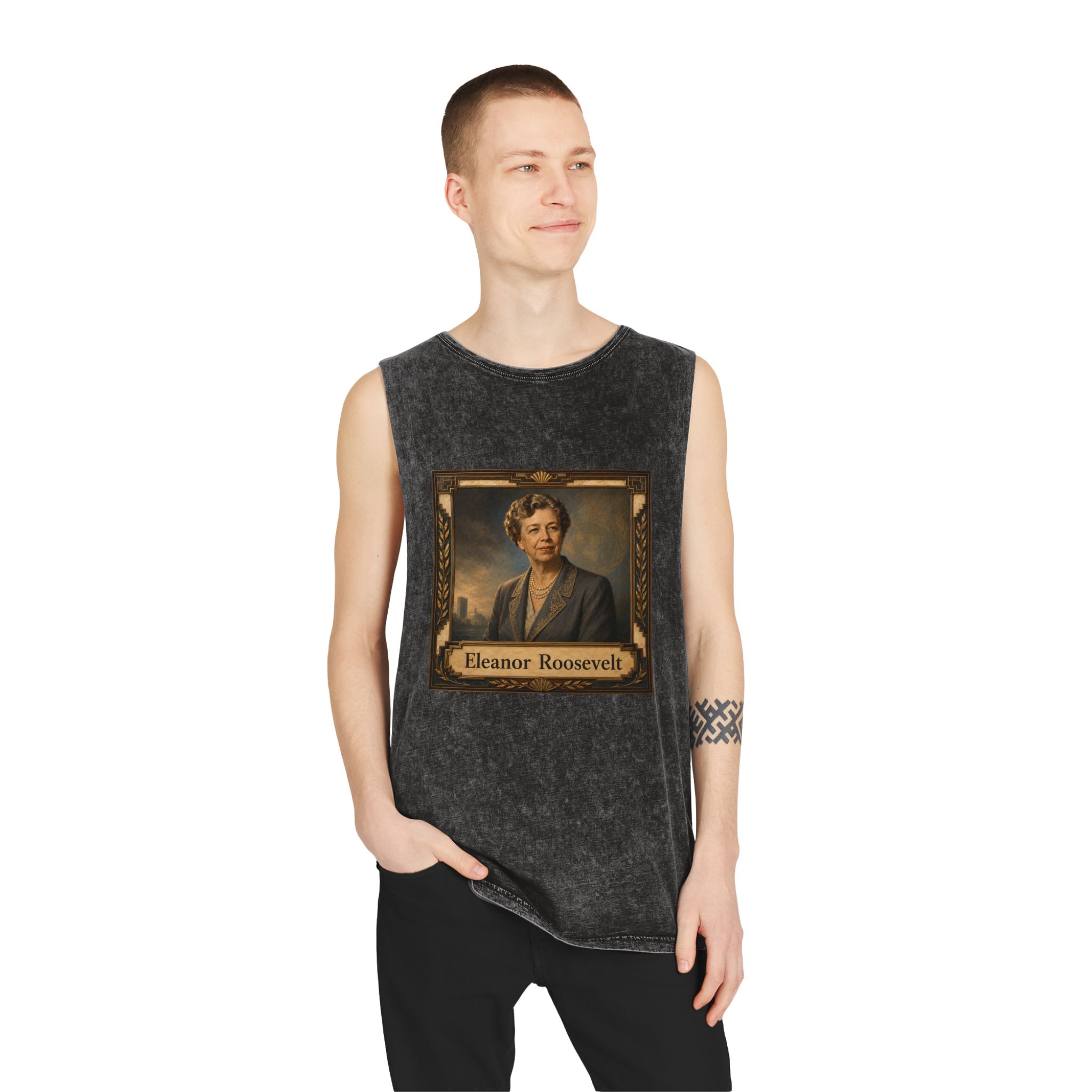 Eleanor Roosevelt Unisex Stonewash Tank Top - Image 3