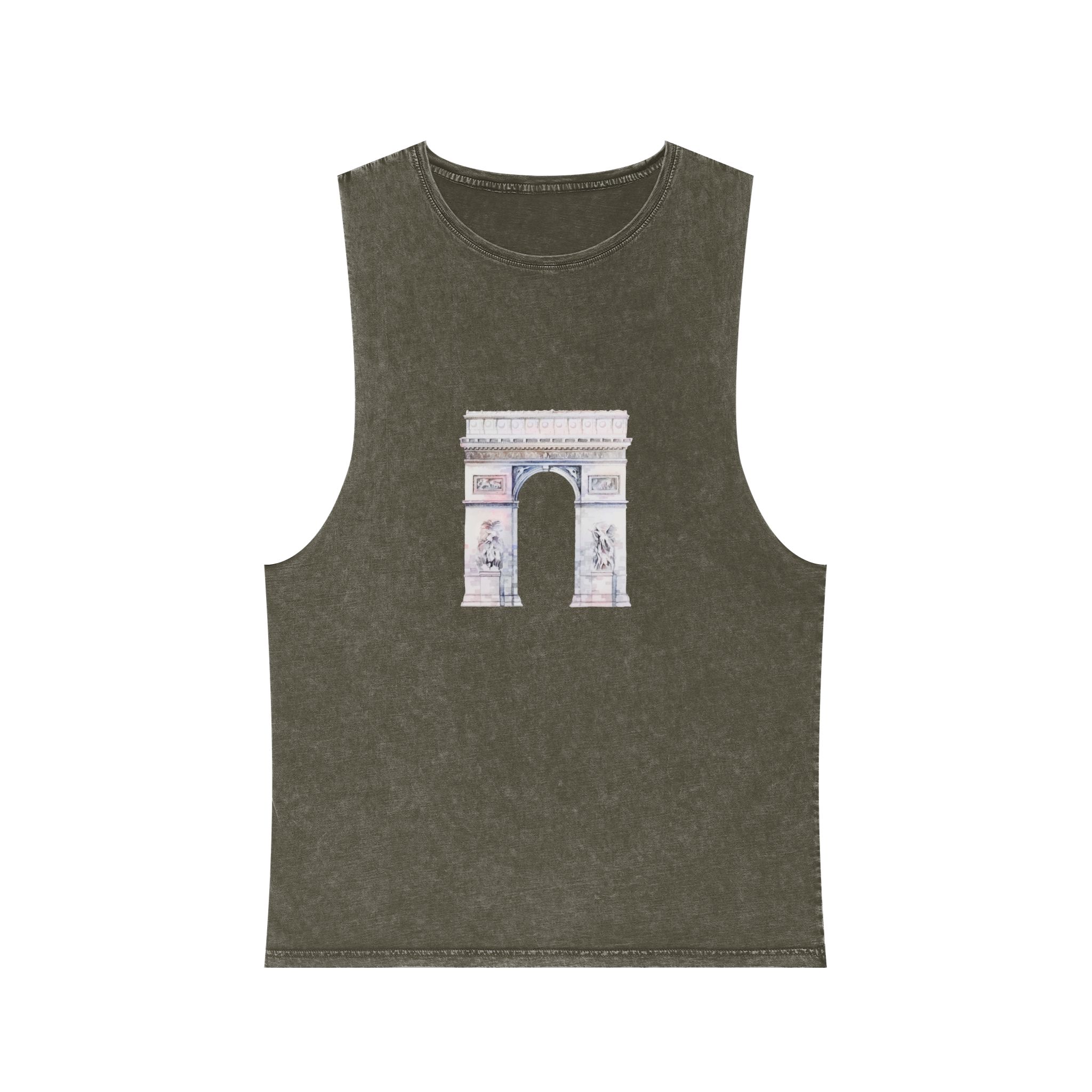 Arc de Triomphe Paris Vector Unisex Stonewash Tank Top - Image 5