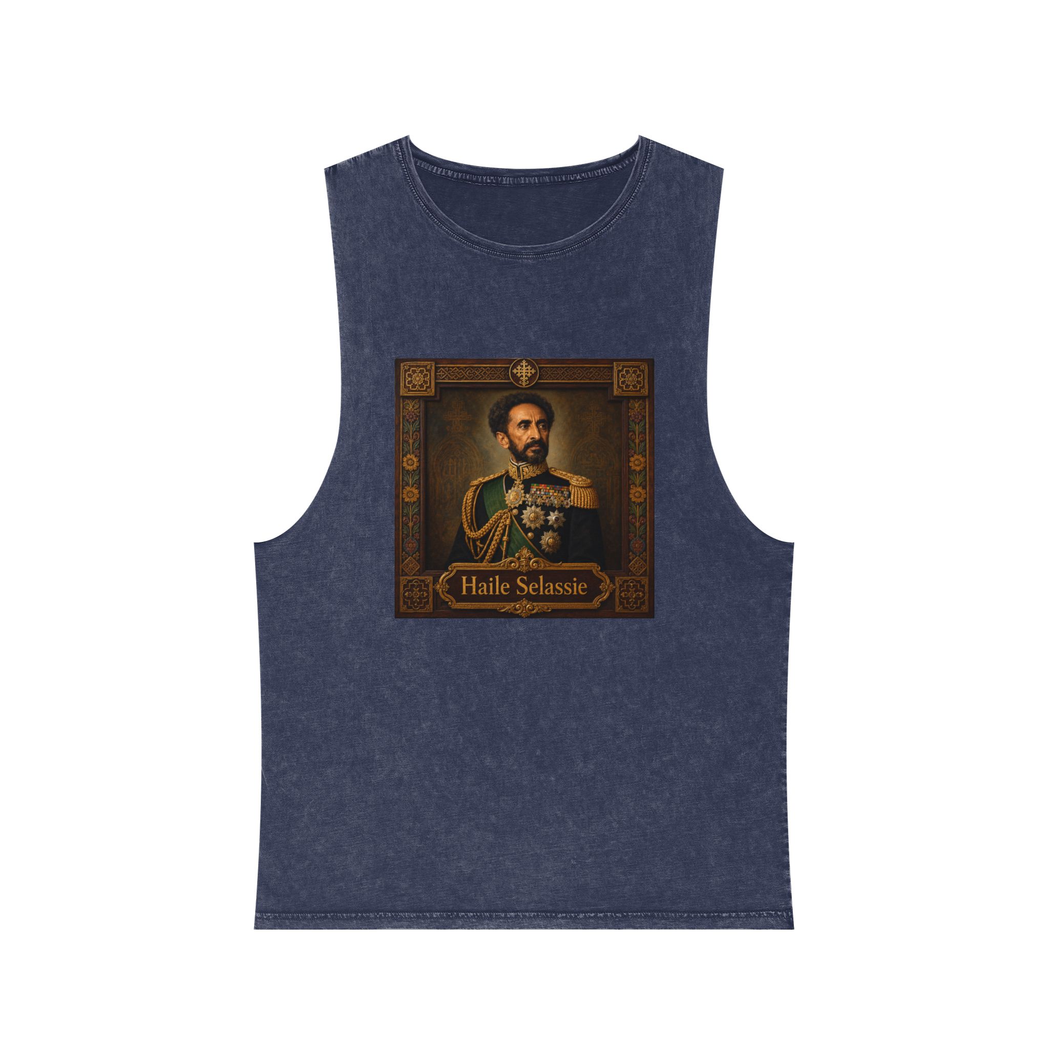 Haile Selassie Unisex Stonewash Tank Top - Image 13