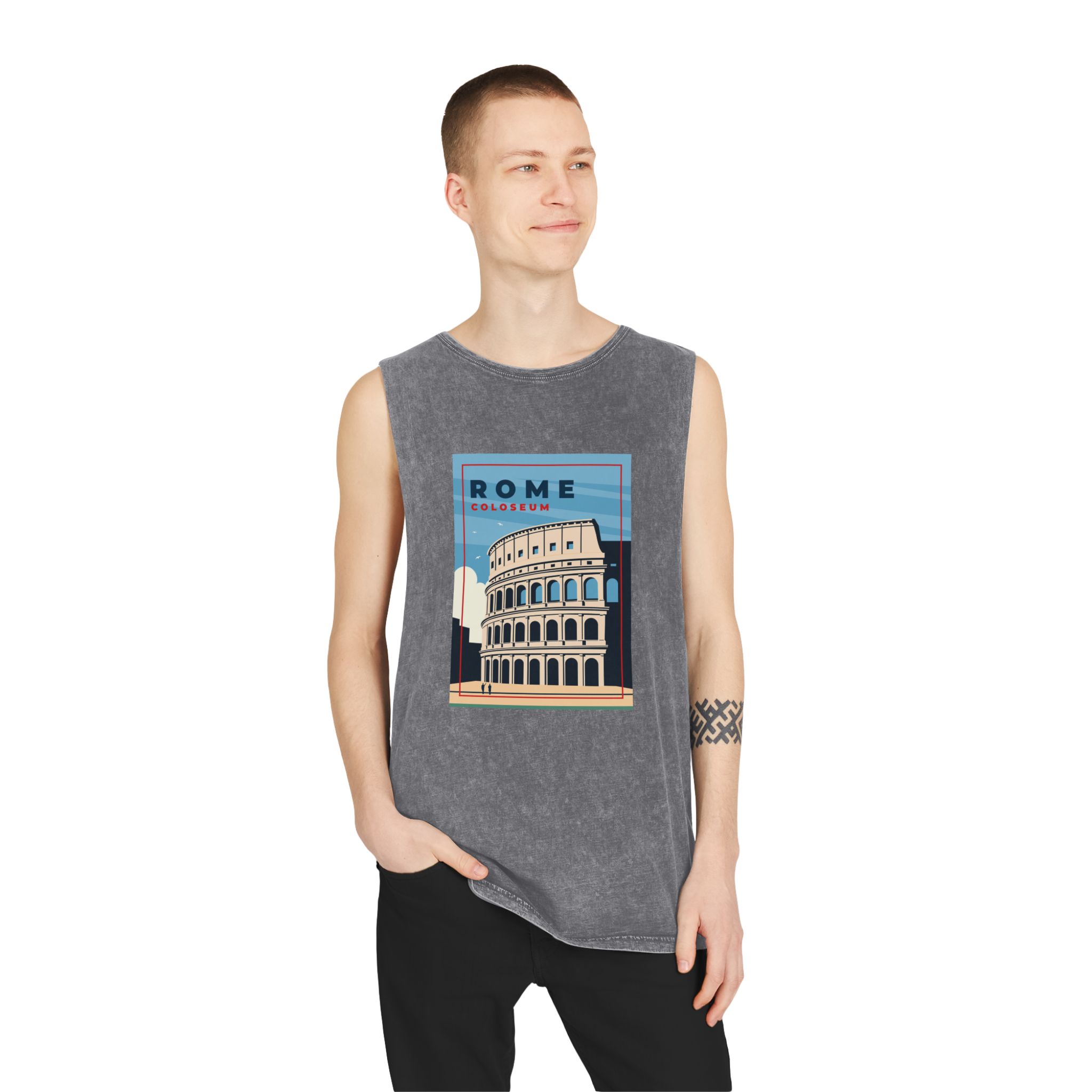 Historical Design E022AB Unisex Stonewash Tank Top - Image 11