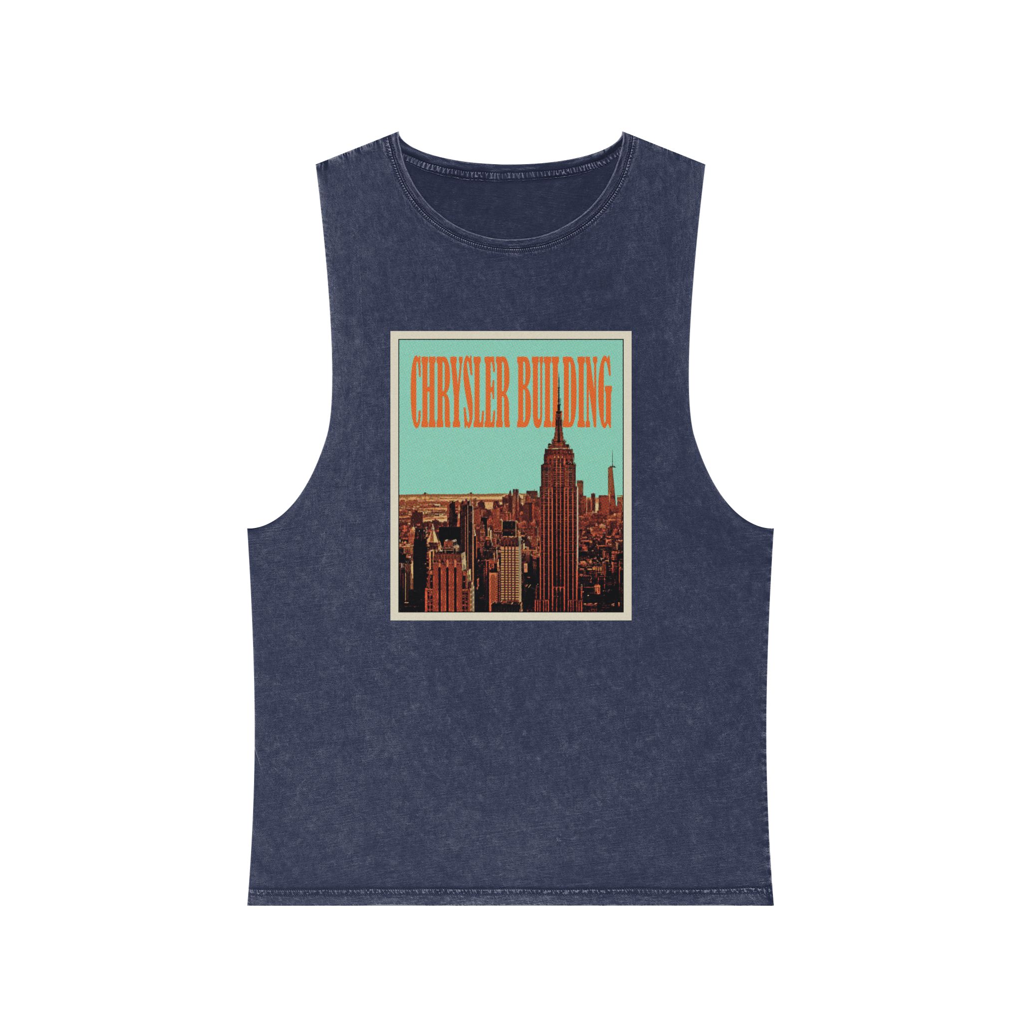 Chrysler Building Retro Travel Poster Unisex Stonewash Tank Top - Image 13