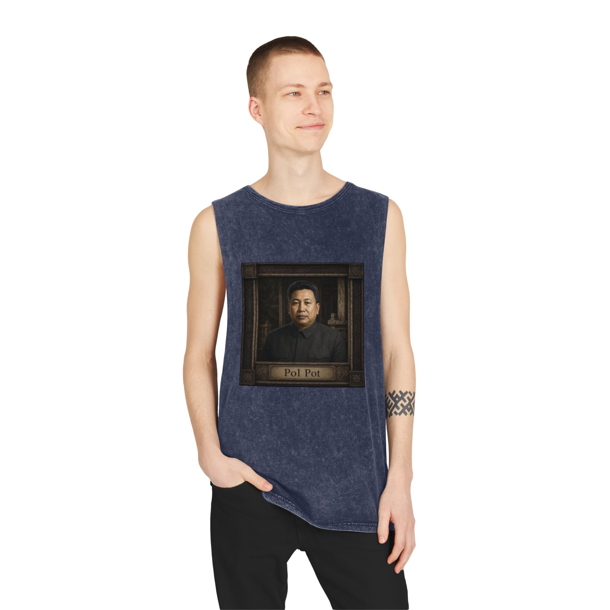 Pol Pot Unisex Stonewash Tank Top - Image 15