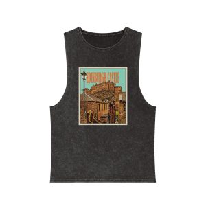 Edinburgh Castle Retro Travel Poster Unisex Stonewash Tank Top