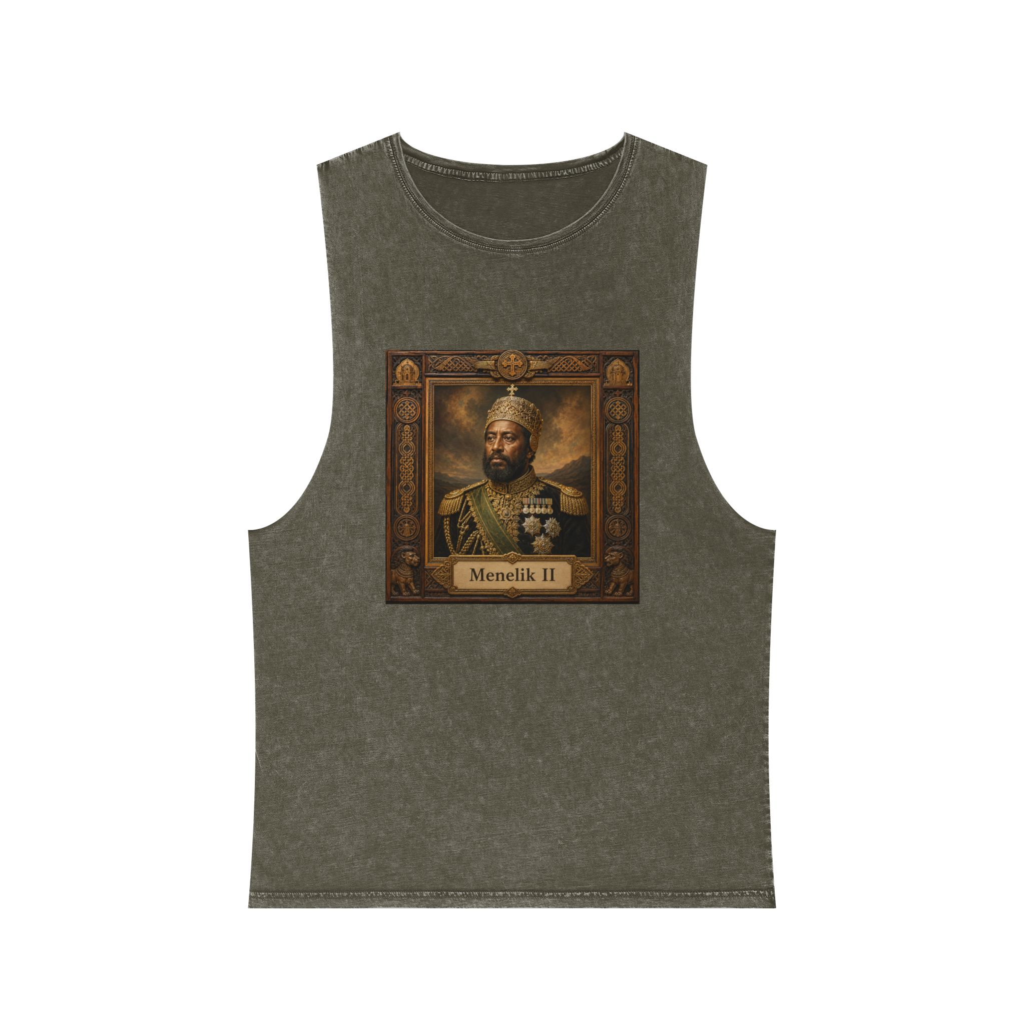 Menelik II Unisex Stonewash Tank Top - Image 5