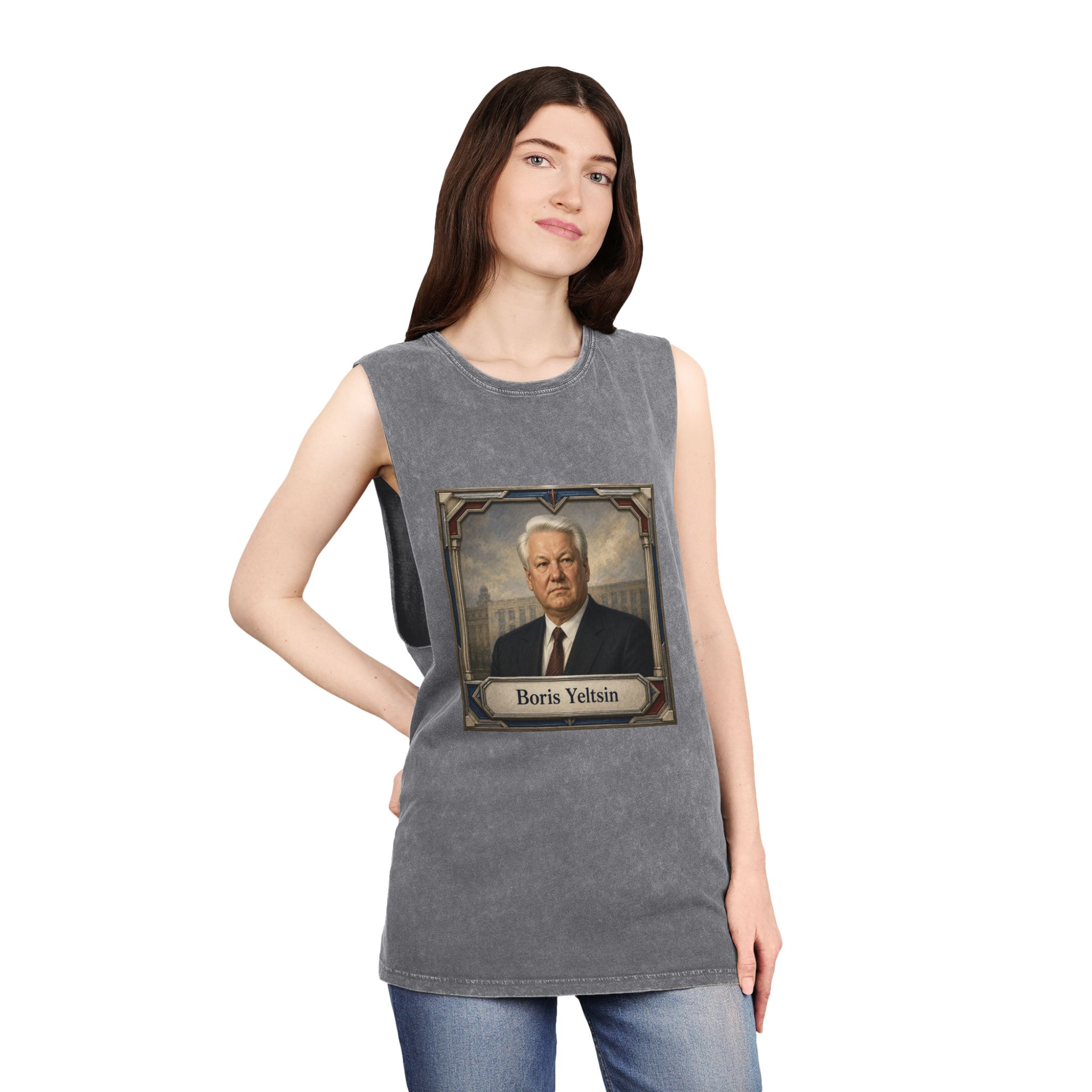 Boris Yeltsin Unisex Stonewash Tank Top - Image 12