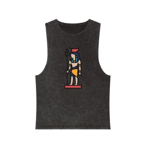 Ancient Egyptian Sculpture Line Style Unisex Stonewash Tank Top