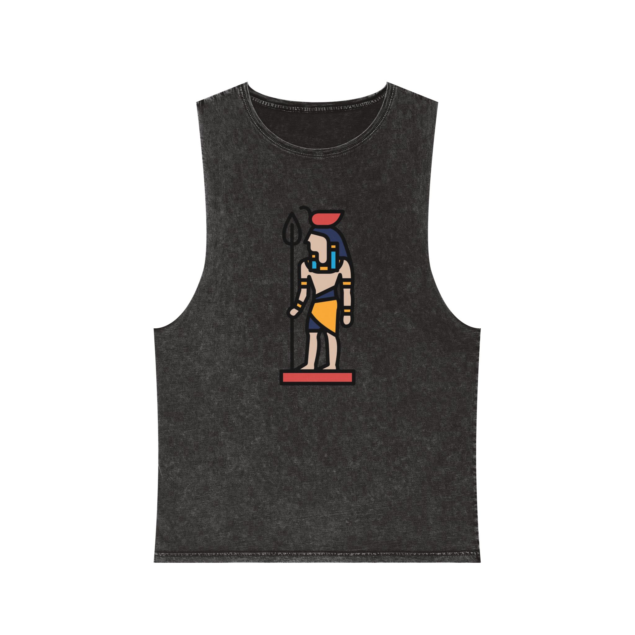 Ancient Egyptian Sculpture Line Style Unisex Stonewash Tank Top