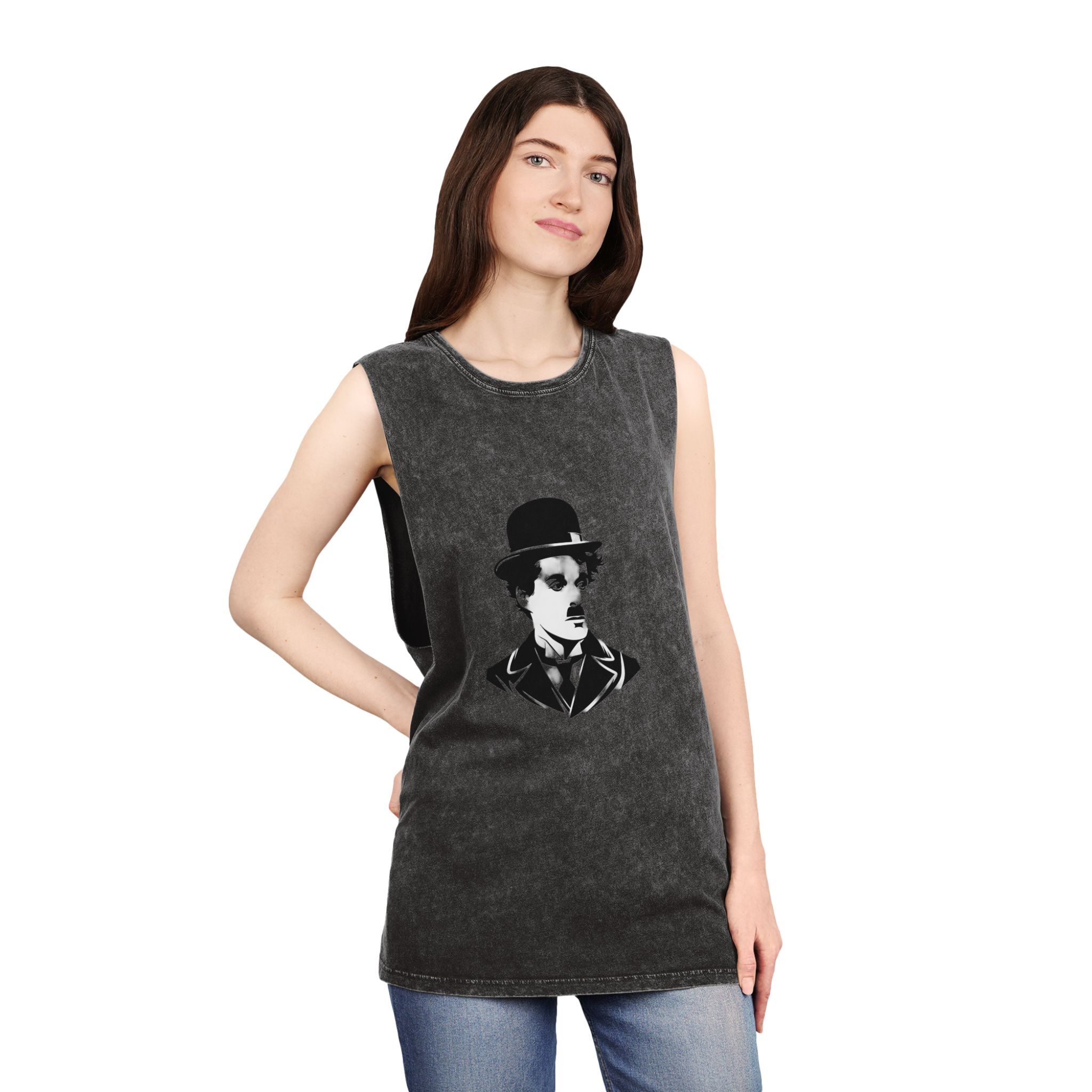 Charlie Chaplin Unisex Stonewash Tank Top - Image 4