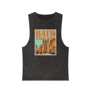 Bath England Retro Travel Poster Unisex Stonewash Tank Top