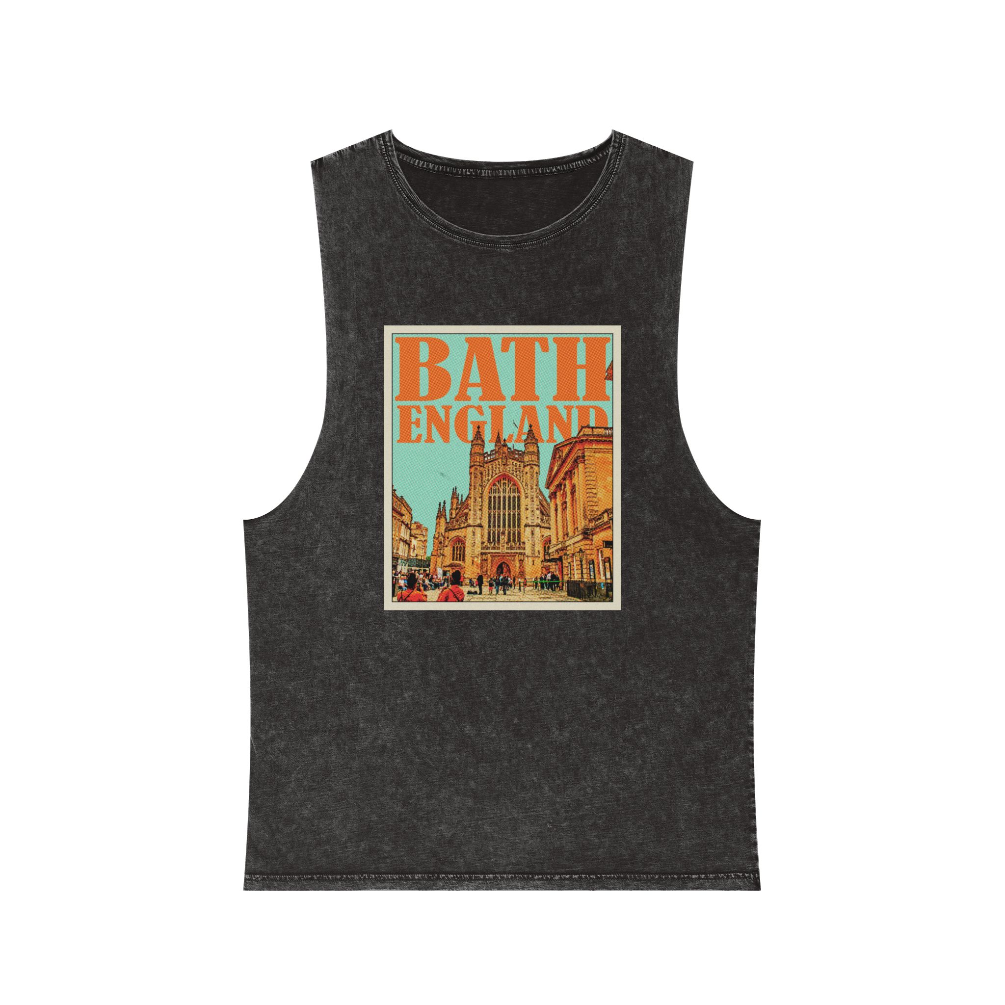 Bath England Retro Travel Poster Unisex Stonewash Tank Top