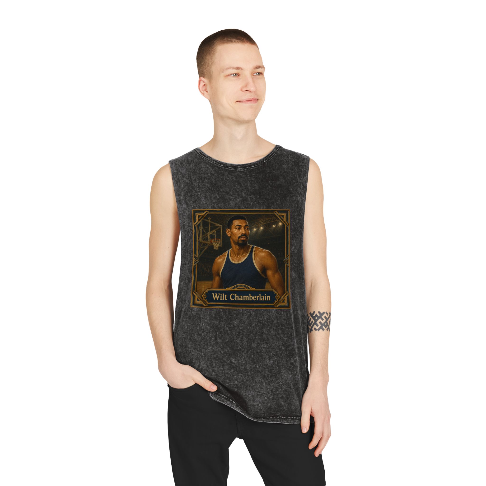 Wilt Chamberlain Unisex Stonewash Tank Top - Image 3