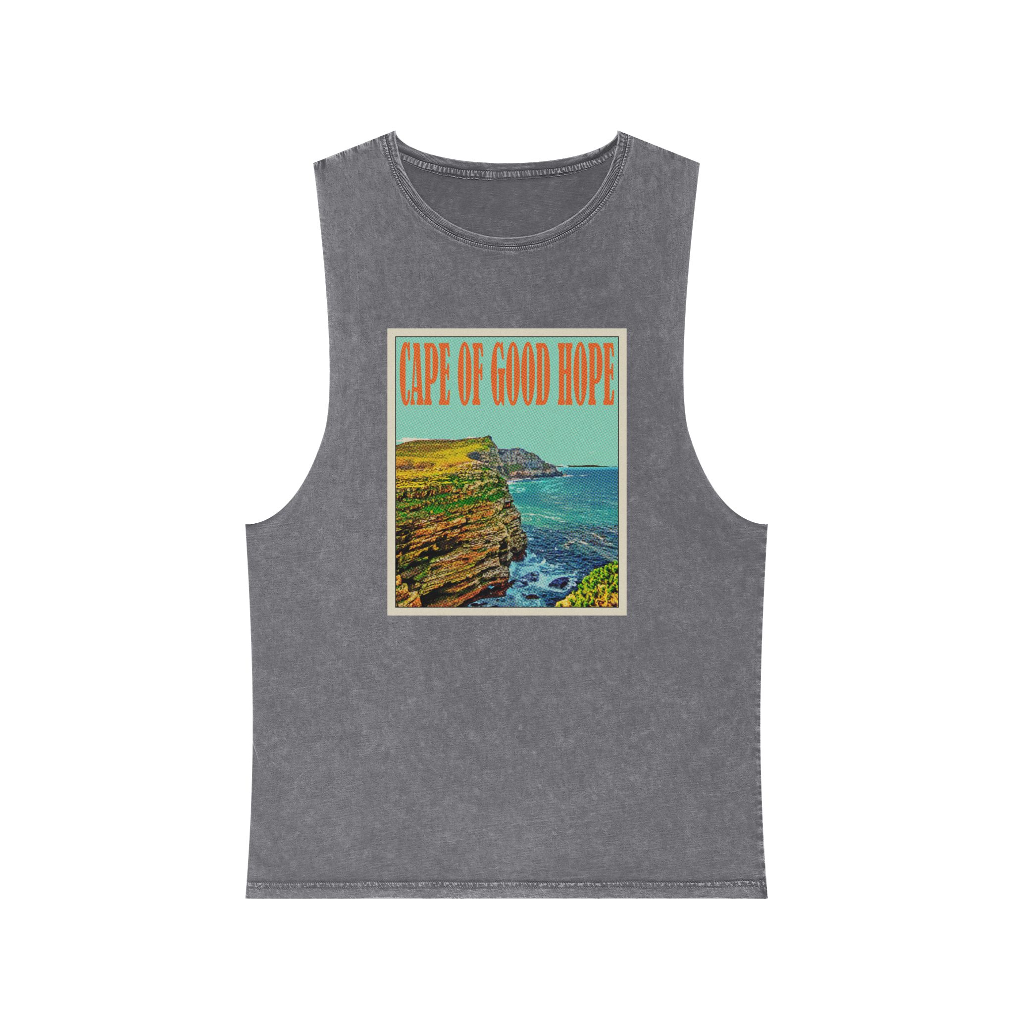 Cape Good Hope Retro Travel Poster Unisex Stonewash Tank Top - Image 9