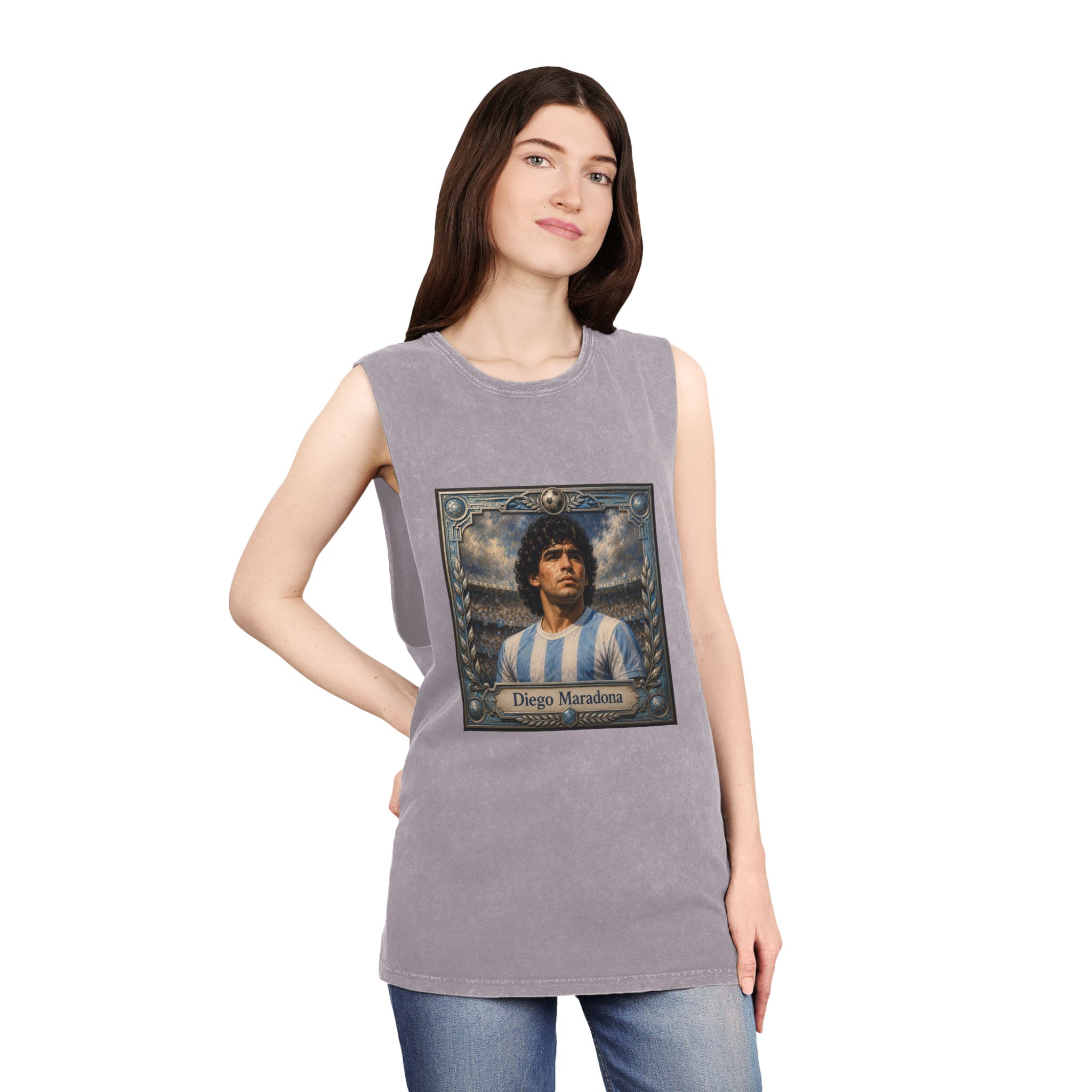 Diego Maradona Unisex Stonewash Tank Top - Image 20