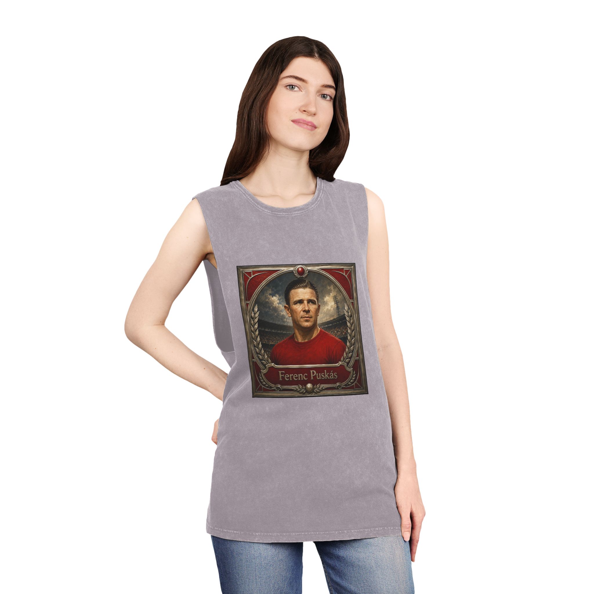 Ferenc Puskas Unisex Stonewash Tank Top - Image 20