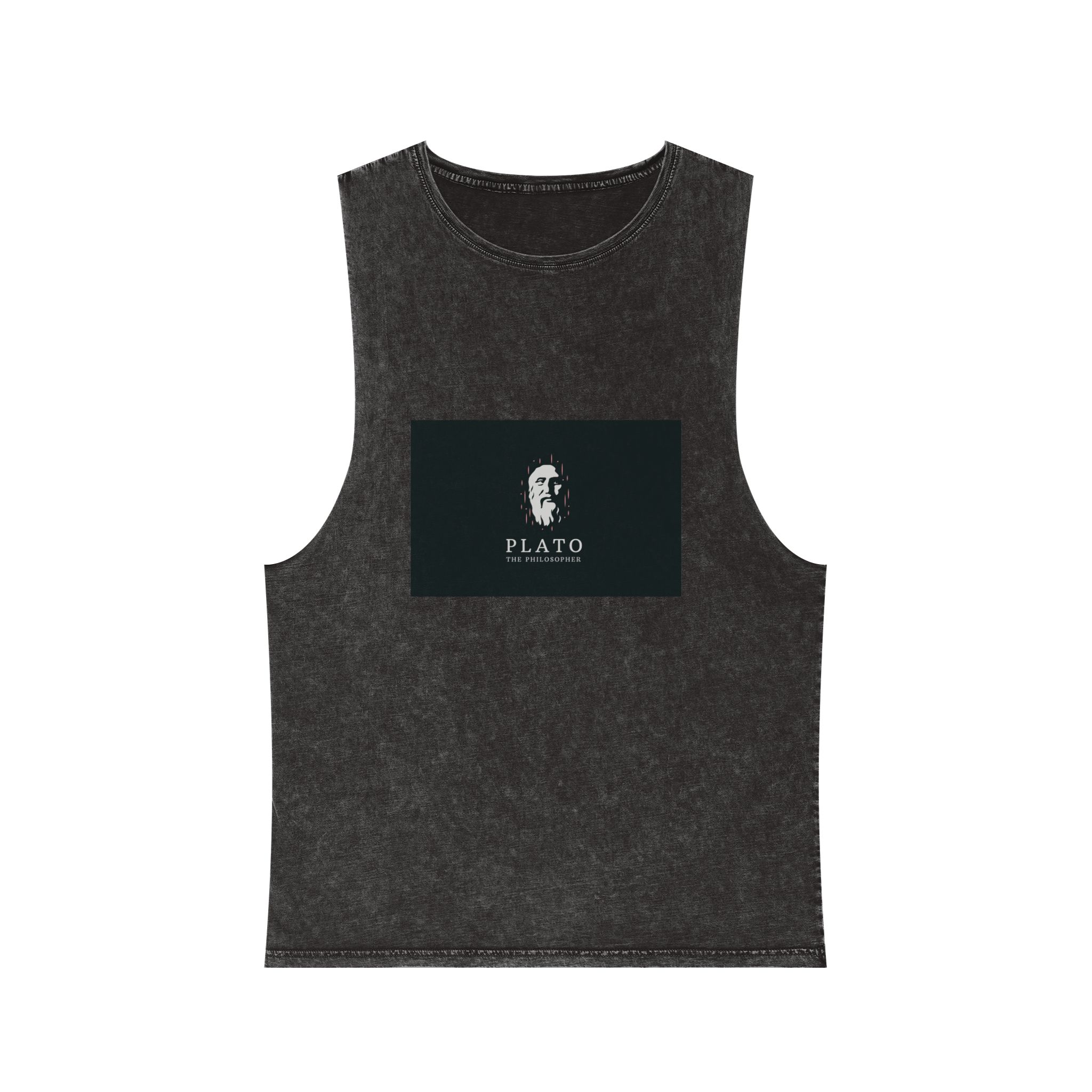 Ancient Greek Plato Philosopher Head Logo Icon Design Template Flat Vector Unisex Stonewash Tank Top