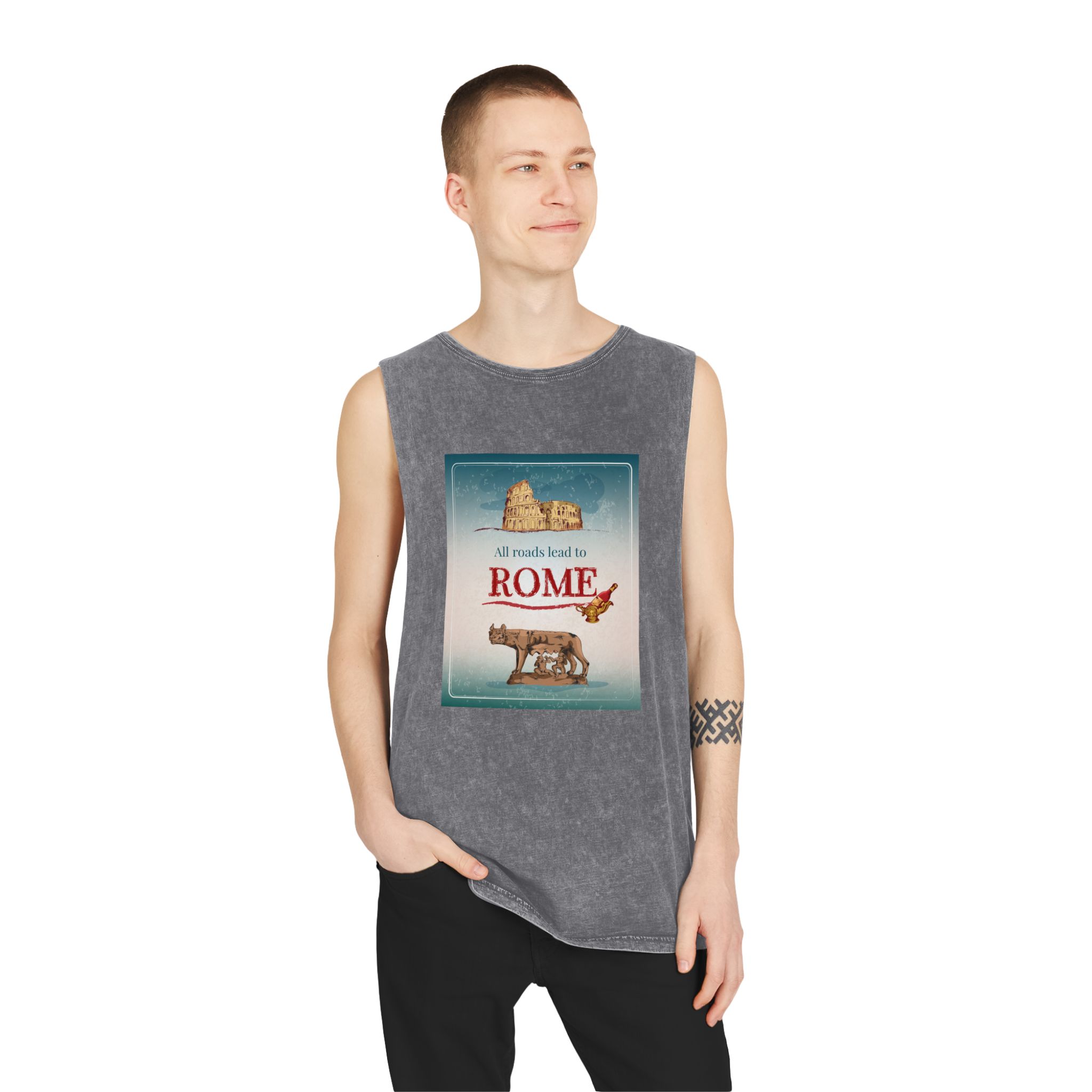 Historical Design E34B4F Unisex Stonewash Tank Top - Image 11