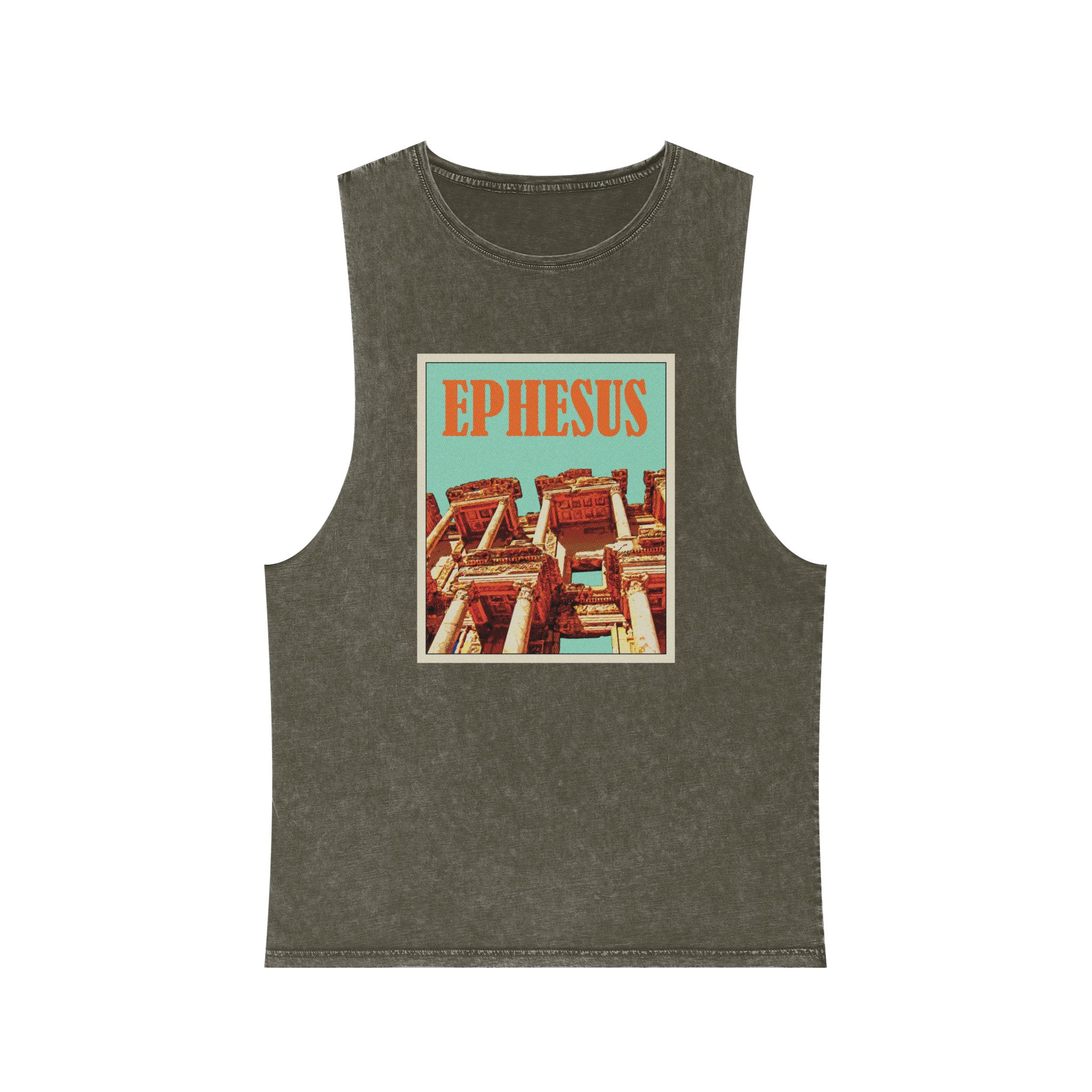 Ephesus Retro Travel Poster Unisex Stonewash Tank Top - Image 5