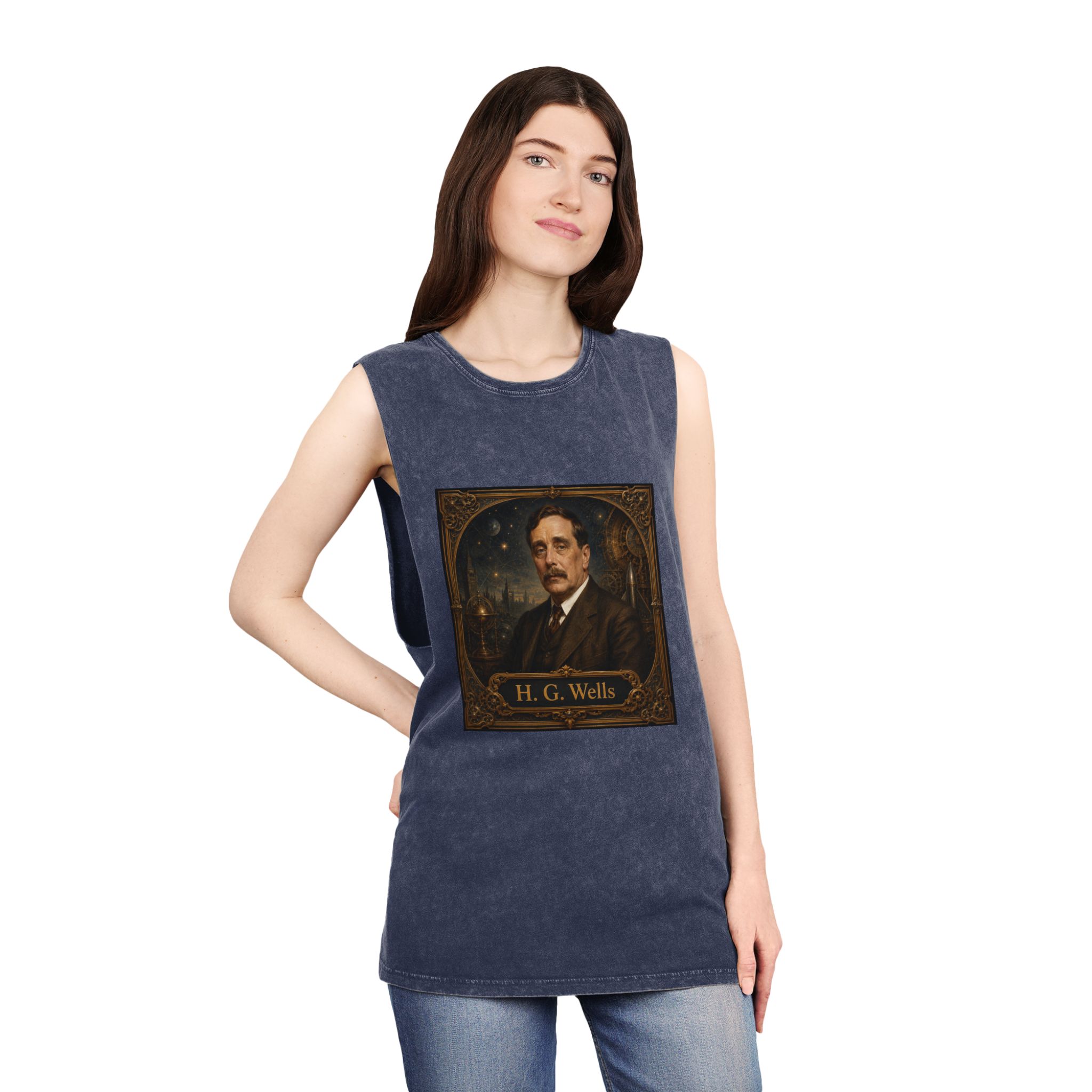 H G Wells Unisex Stonewash Tank Top - Image 16
